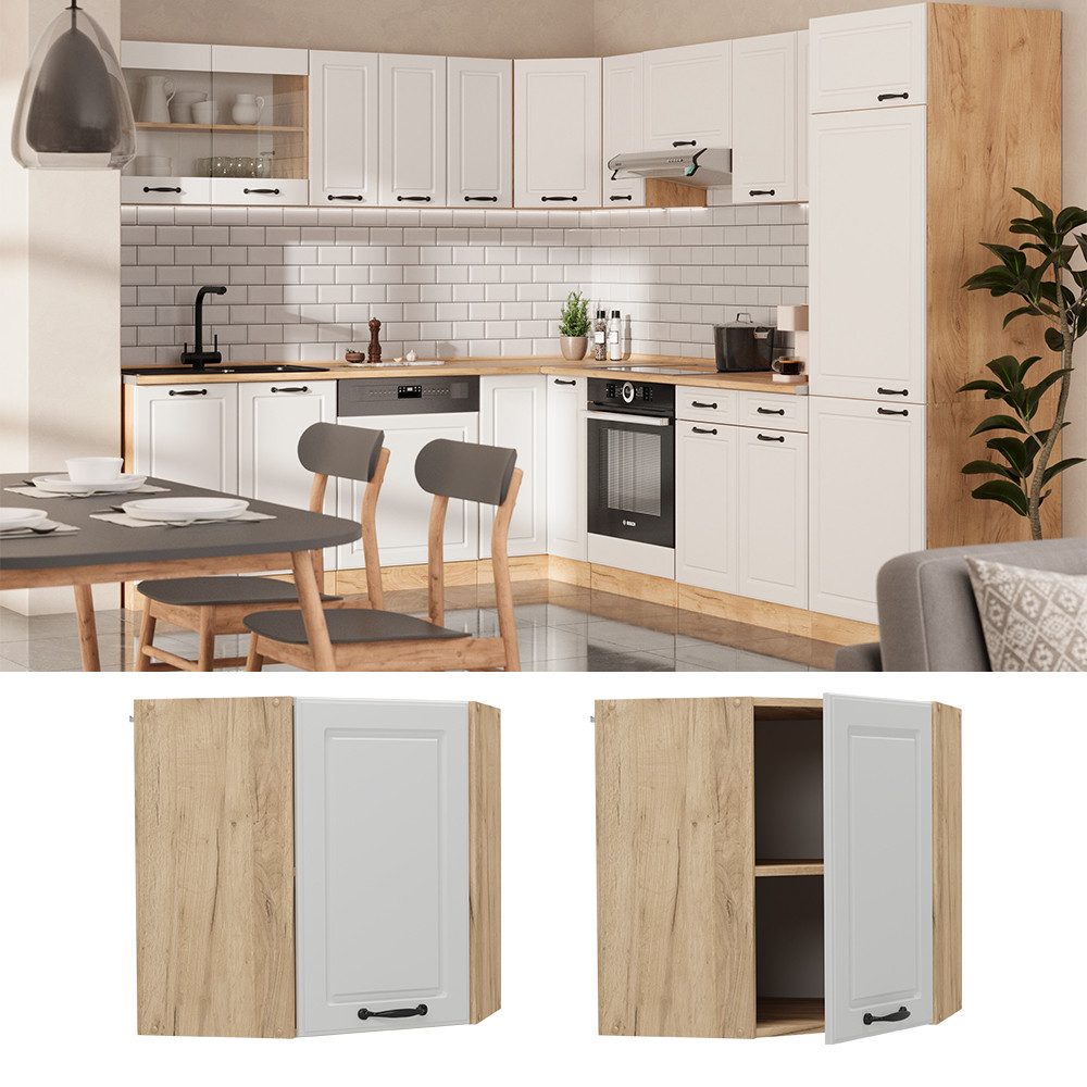 Vicco Eckhängeschrank R-Line, Weiß Landhaus/Goldkraft Eiche, günstig online kaufen