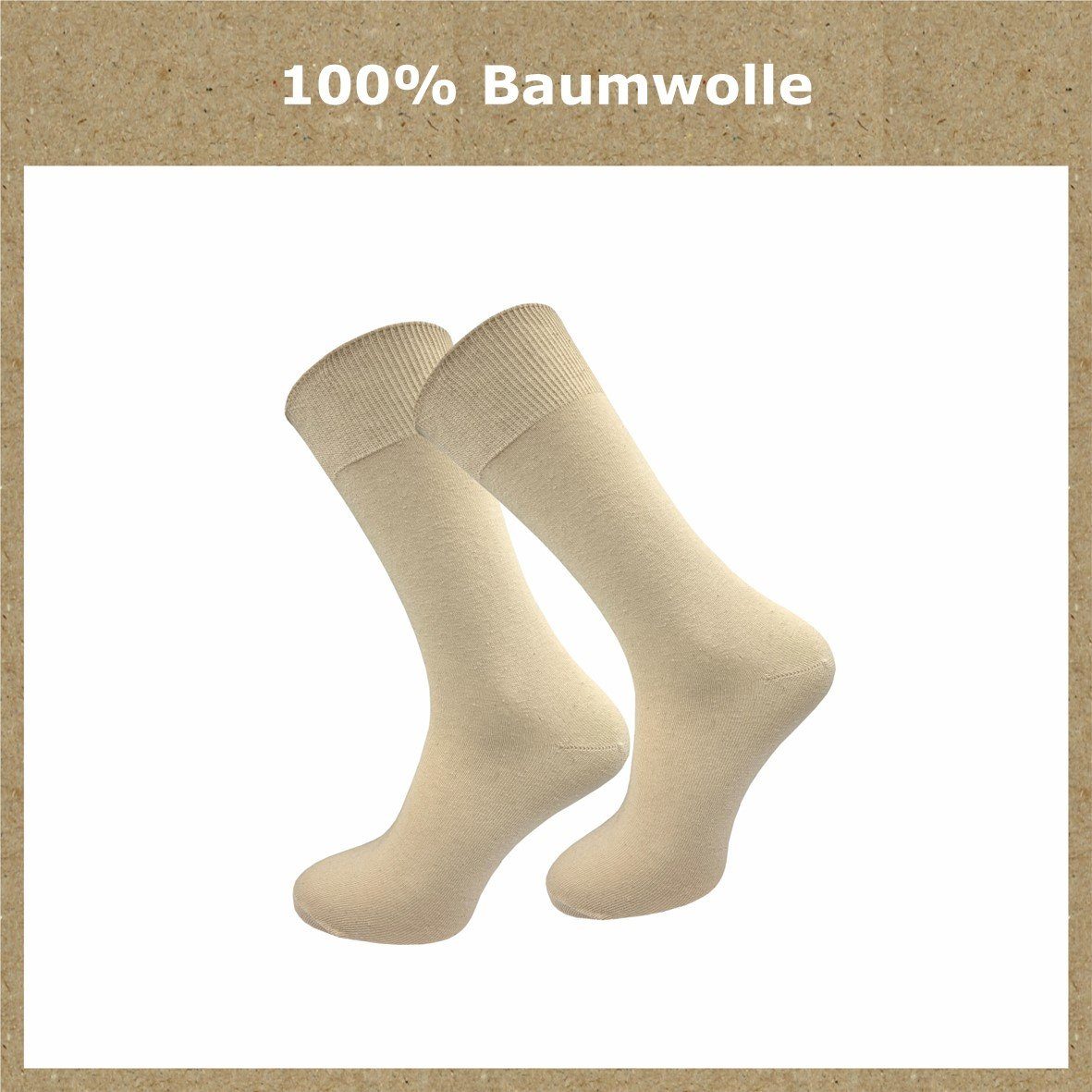 ideale - Herren für Paar) Baumwolle Farbkombinationen 100% Gummidruck in dunkle Socken Ihres Sortiments Basicsocken 3 (10 aus natur-, Ergänzung blau- ohne & GAWILO natur Töne Töne