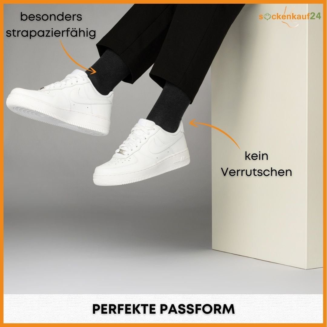 sockenkauf24 Socken 10 Paar Damen & Herren Socken Business Socken Baumwolle (Schwarz, 39-42) mit Komfortbund (Basicline)