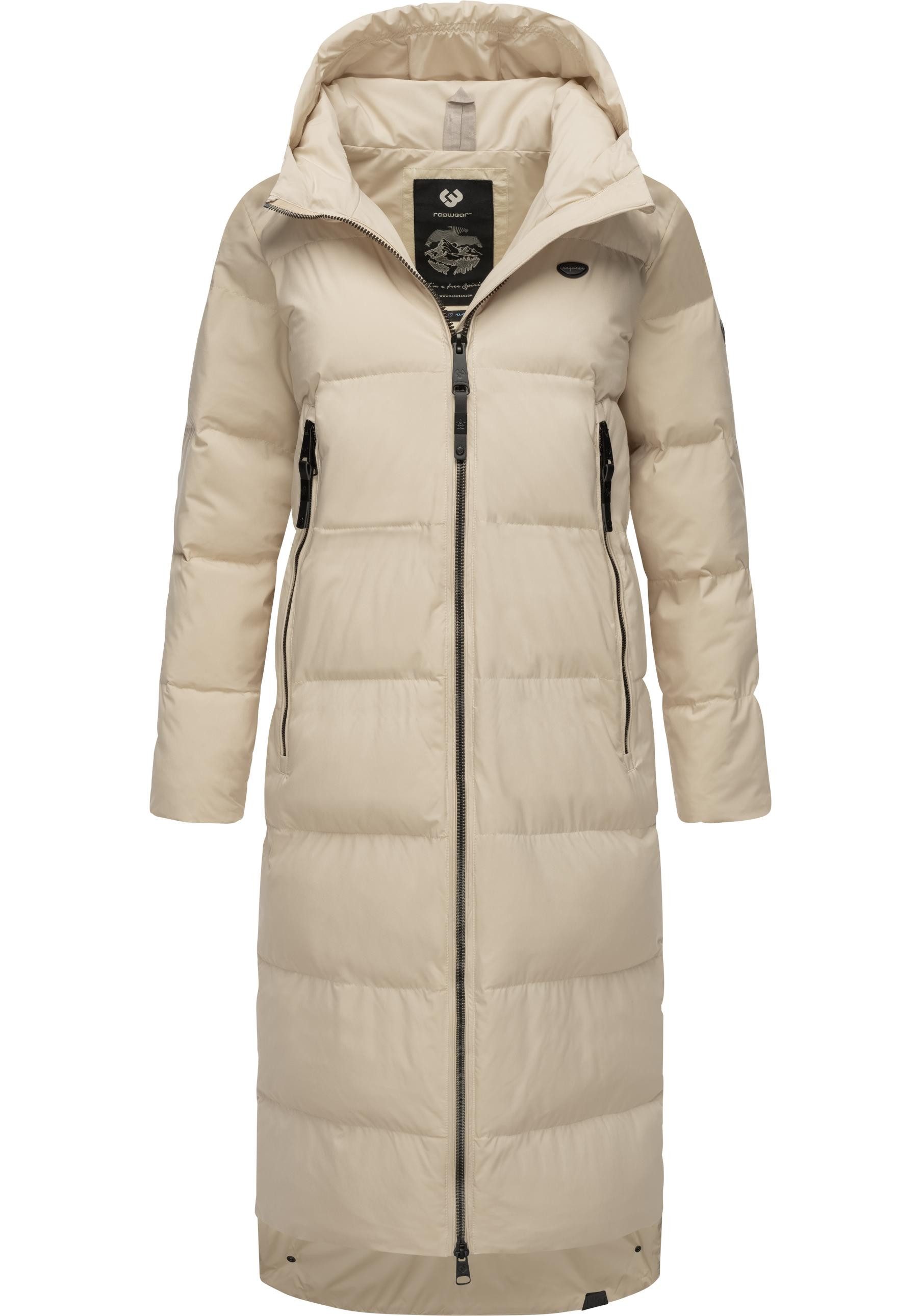 Ragwear Wintermantel Patrise Extralanger Damen Winter Steppmantel mit Gehschlitzen
