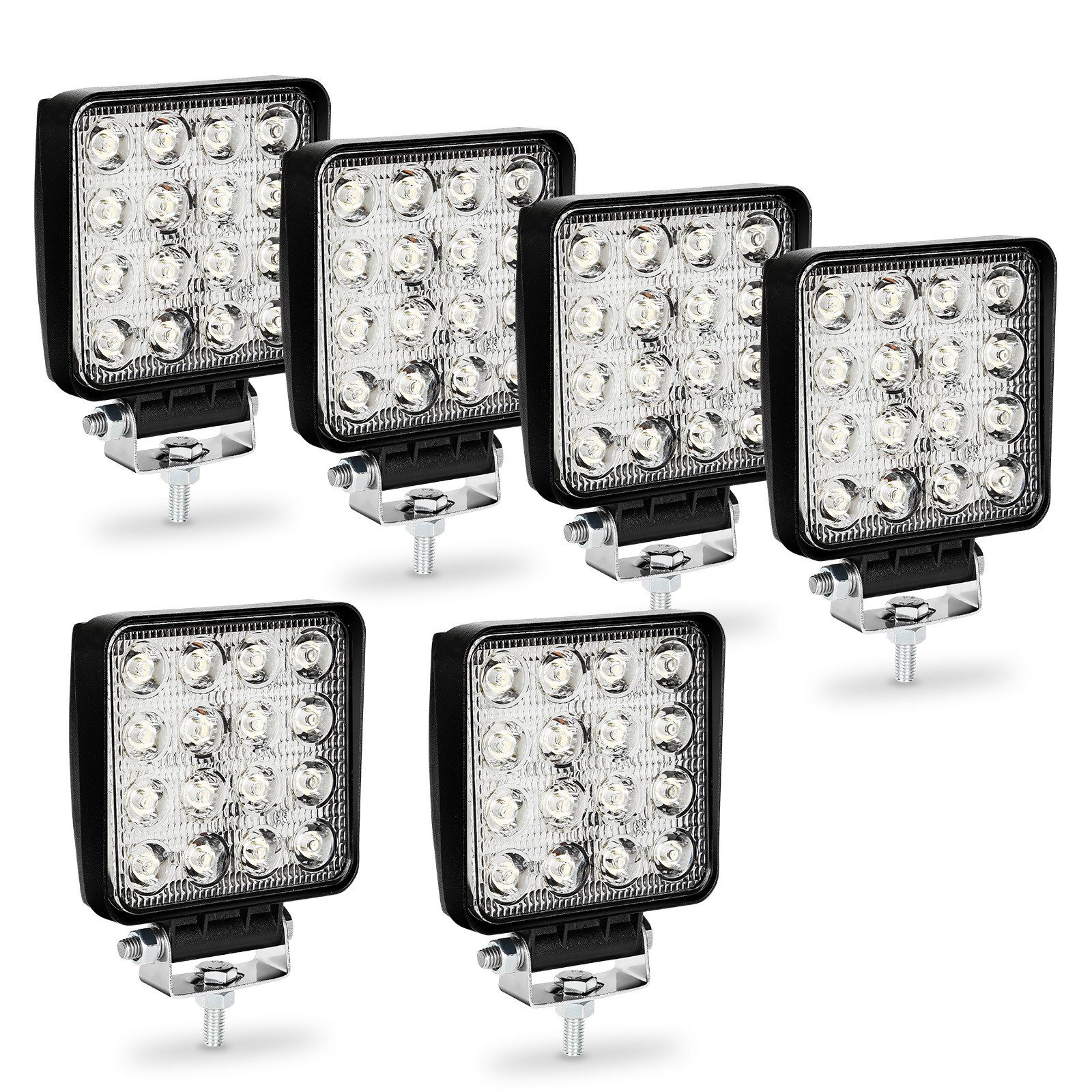 Clanmacy LED Scheinwerfer 2x-10x LED Arbeitsscheinwerfer 48W 12V 24V Scheinwerfer Flutlicht, 12V 24V LED Scheinwerfer Traktor Arbeitslicht für Offroad, SUV, ATV