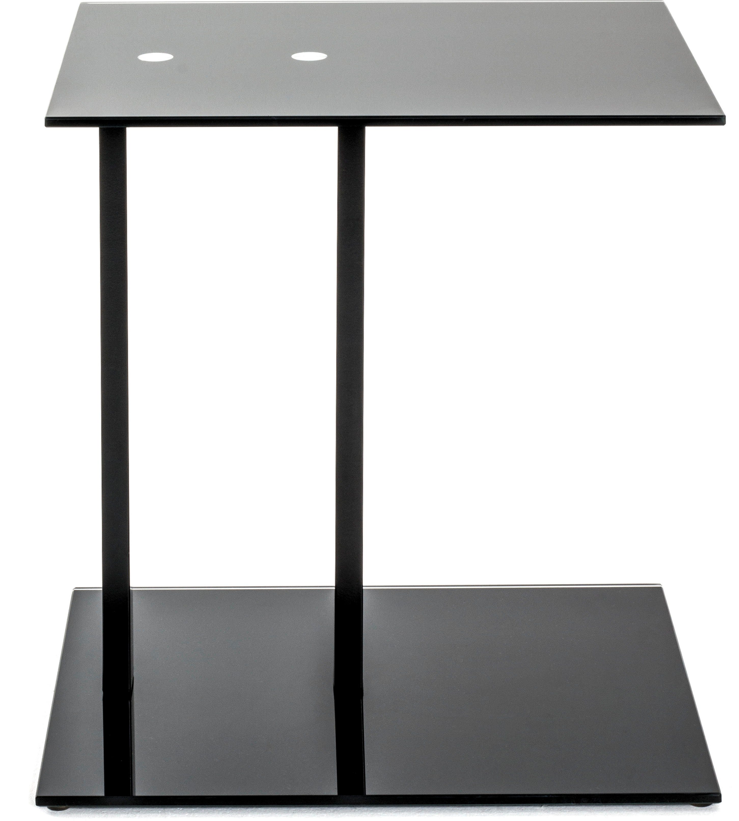 HAKU Beistelltisch Modern - Edelstahl Gestell Mit Schwarzer Sicherheitsglasplatte