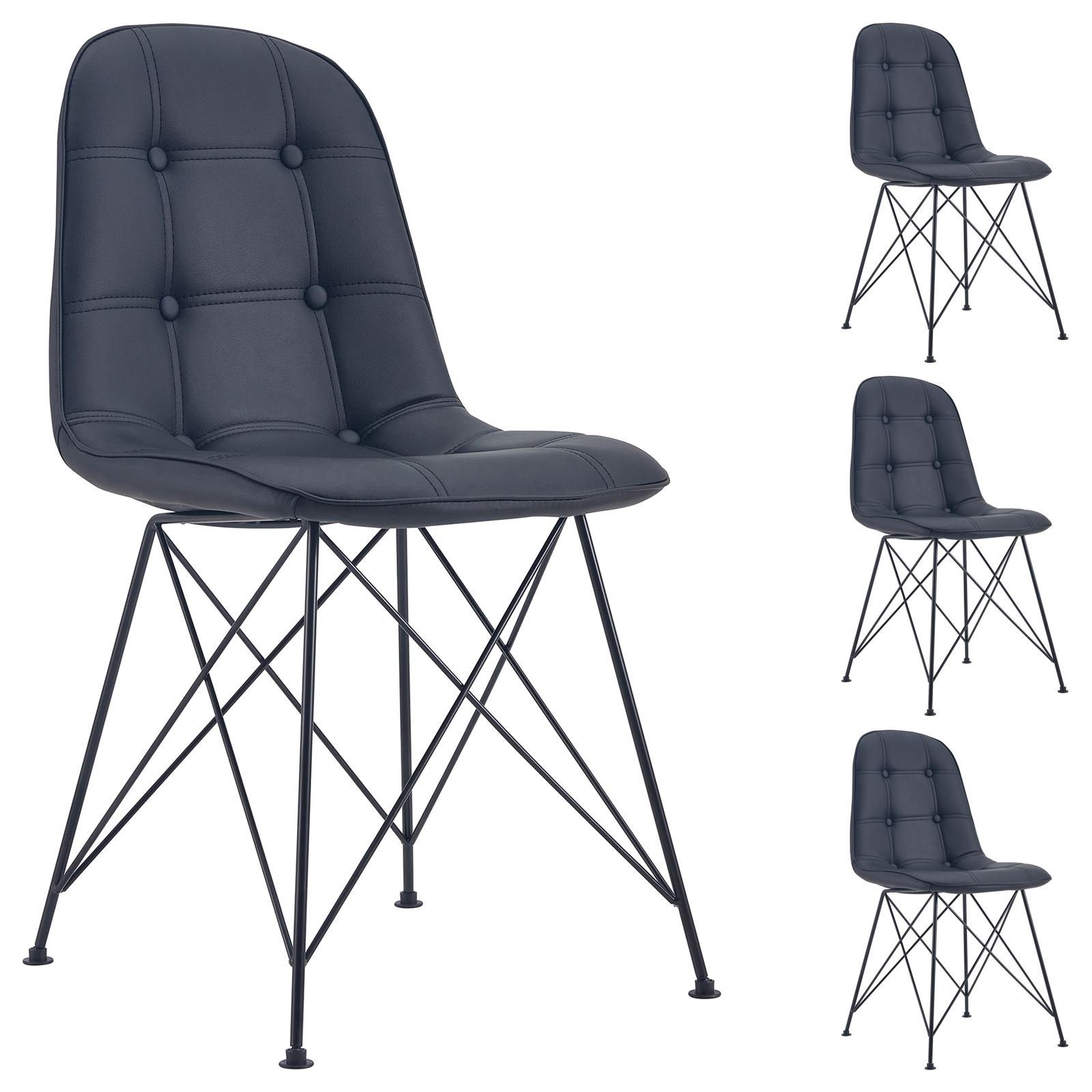 IDIMEX Esszimmerstuhl IMRAN (4 St), Esszimmerstuhl Kunstleder Stühle Esszimmer 4er Set Küchenstuhl Polster schwarz