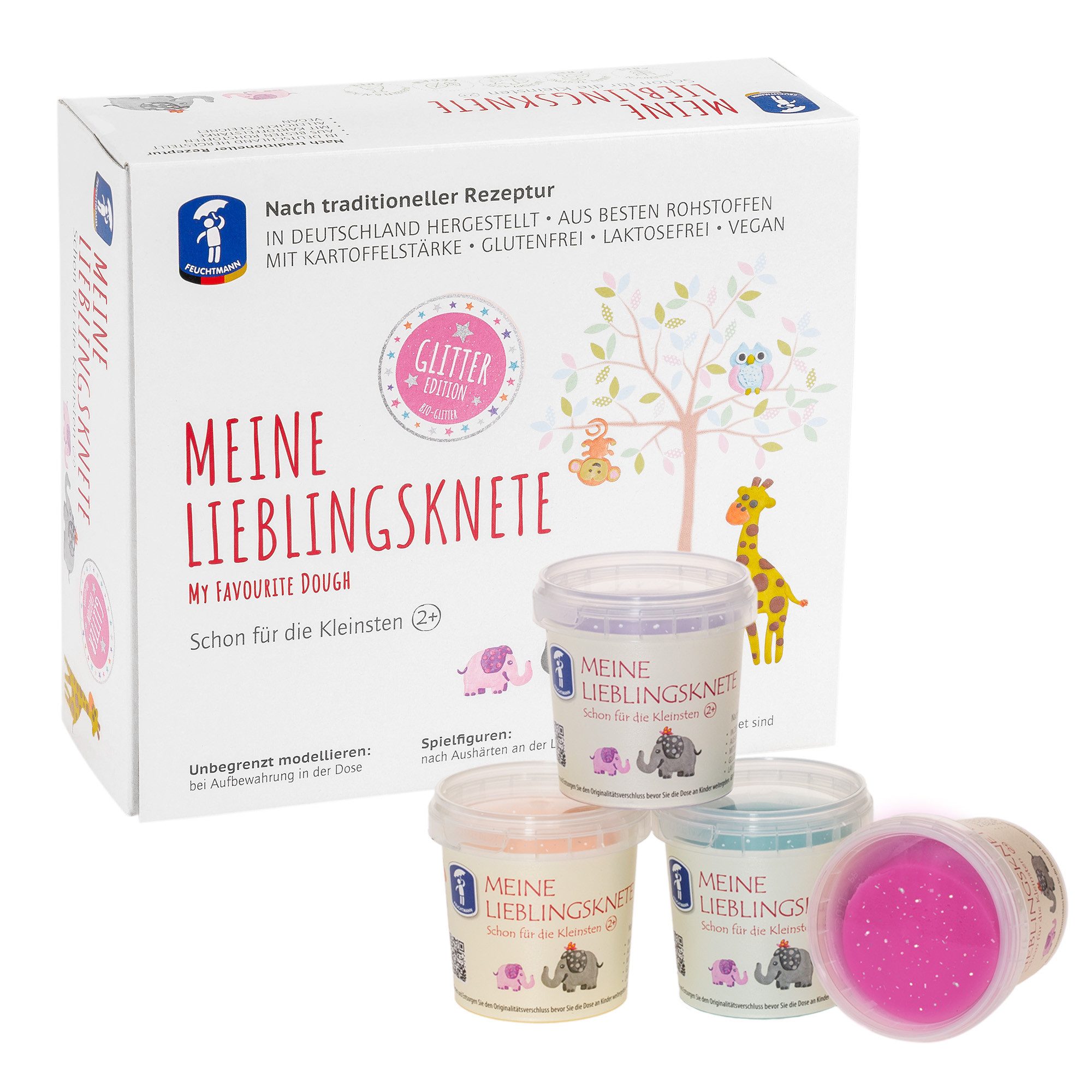 Feuchtmann Knete MEINE LIEBLINGSKNETE Glitter Edition (1-tlg), vegane glutenfreie Kinderknete ab 2 Jahren
