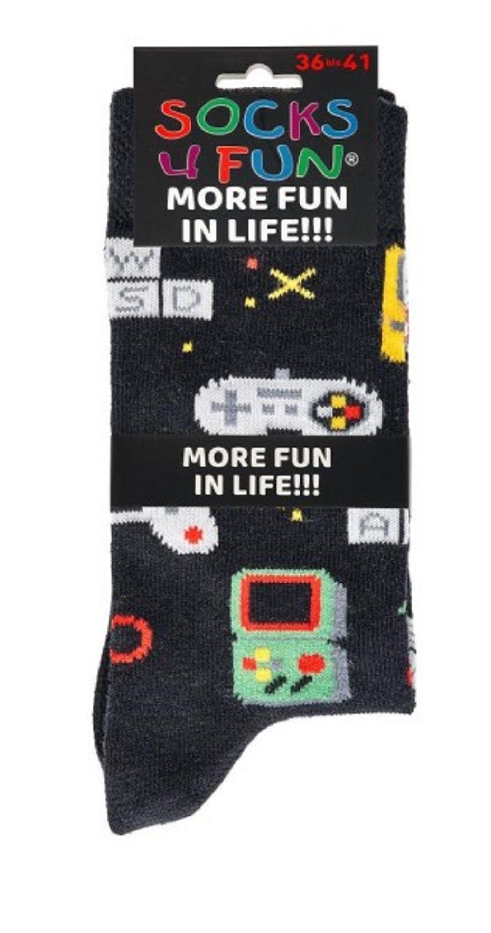 4 Fun Bündel) Fun Socks Gaming Bündel (2-er Freizeitsocken 1-Paar, 2-er 4 Bündel, Socks 2-er Motiv