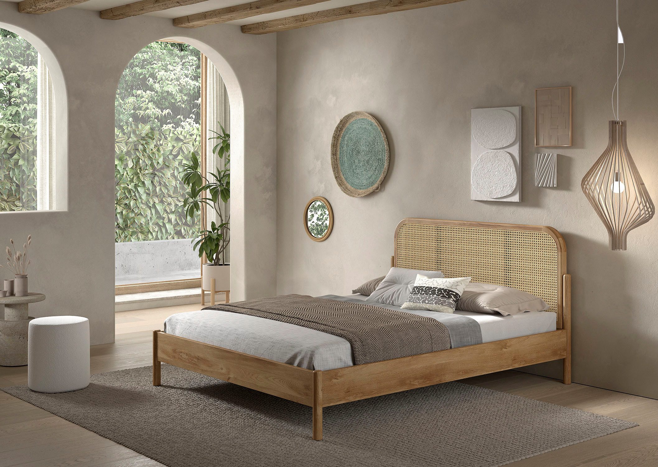 Home affaire Bettgestell Olive, Bettpfosten Eiche massiv und furnierten Bet günstig online kaufen