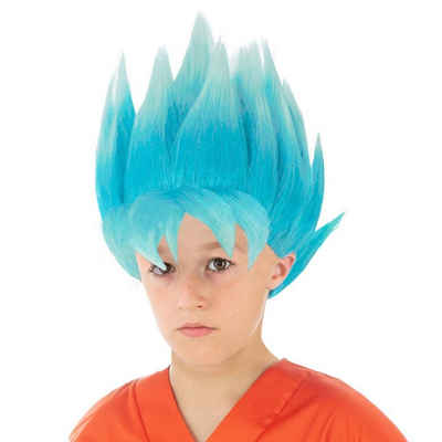 GalaxyCat Kostüm-Perücke Dragon Ball Kinder Perücke von Son Goku, Variante, Kinder Perücke von Son Goku als Super Saiyajin Blau