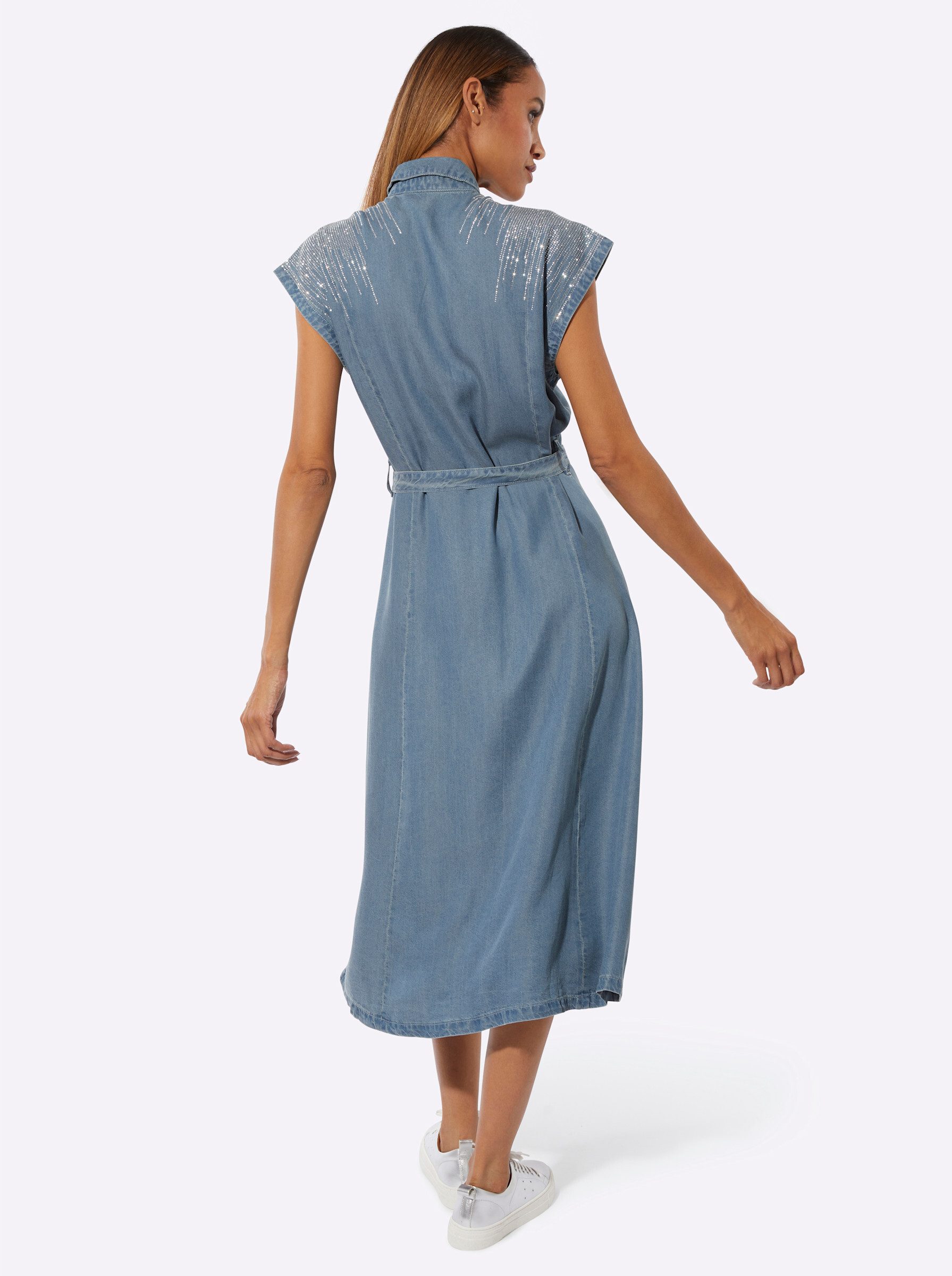 creation L Etuikleid Lyocell-Jeans-Kleid Kurzarm – Bild 5 von 5