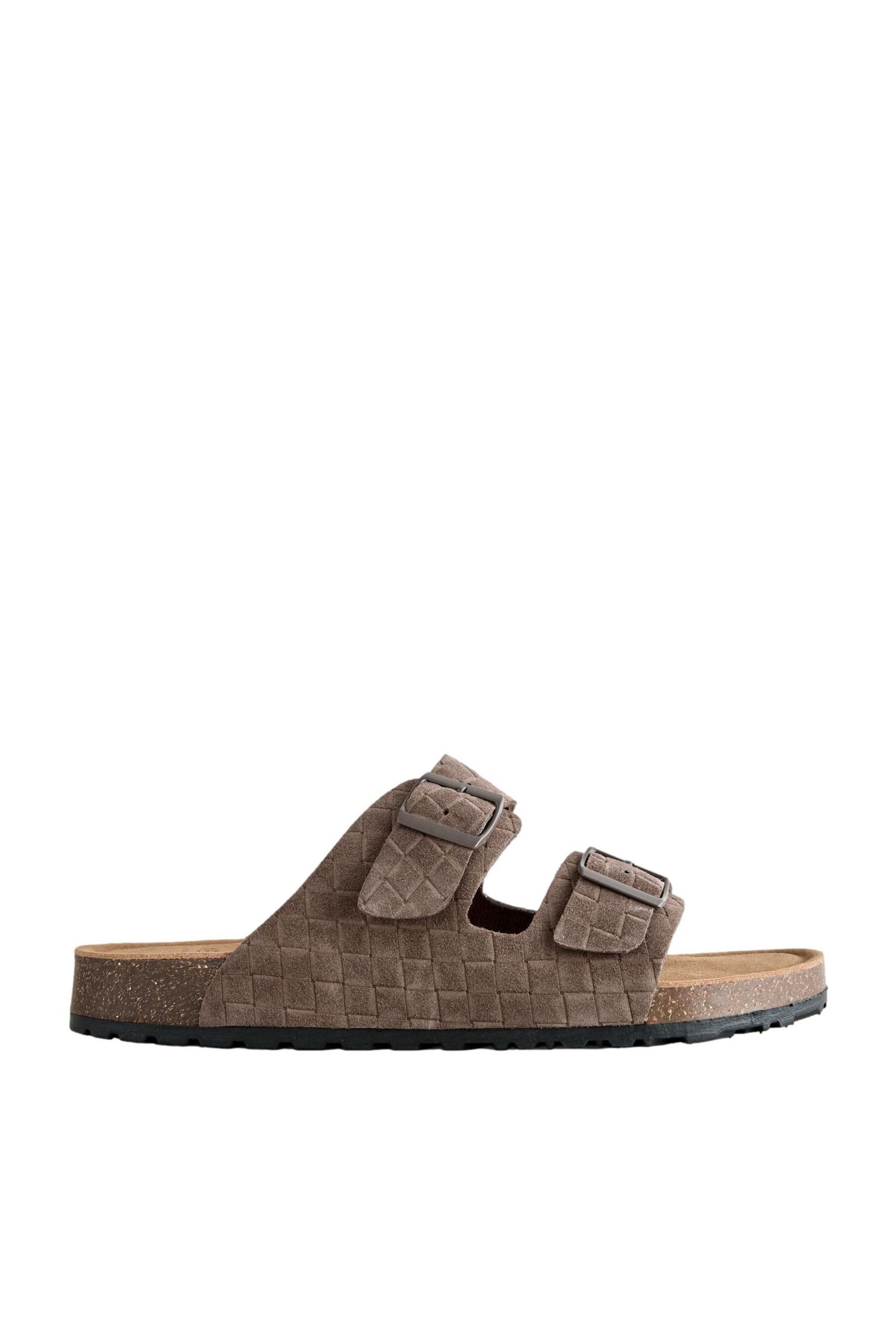 Sandalen aus Veloursleder mit Prägung + Schnallen Sandale