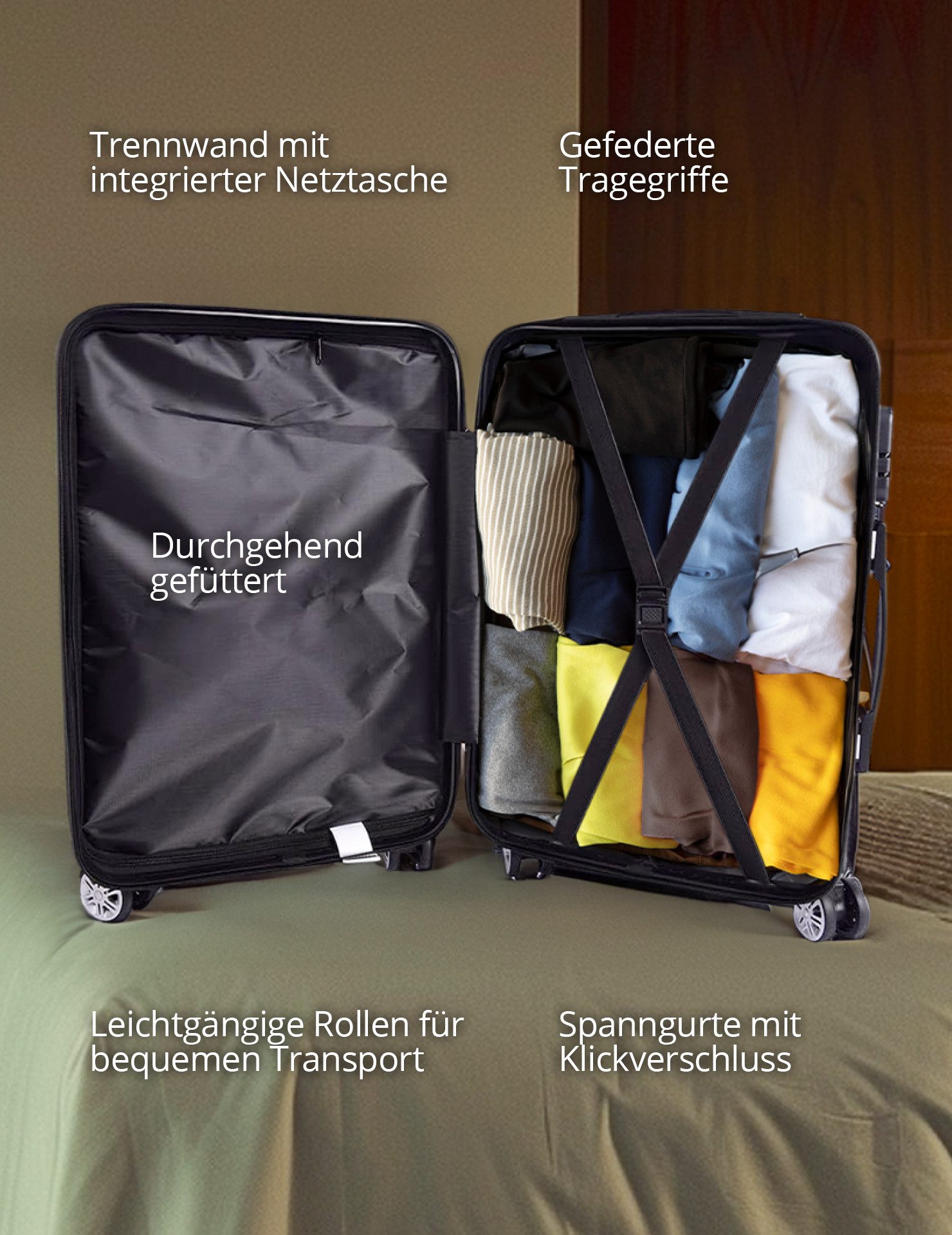 VERTICAL STUDIO Handgepäck-Trolley 20" Länder Handgepäck Koffer, mit großer Länder-Grafik auf der Vorderseite