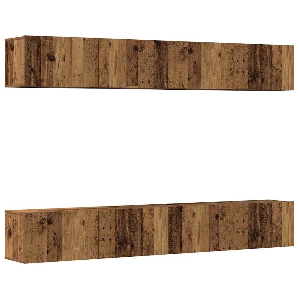 vidaXL TV-Wand 4-teiliges TV-Wandschrank-Set Altholz 100x30x30 cm, (4-St)