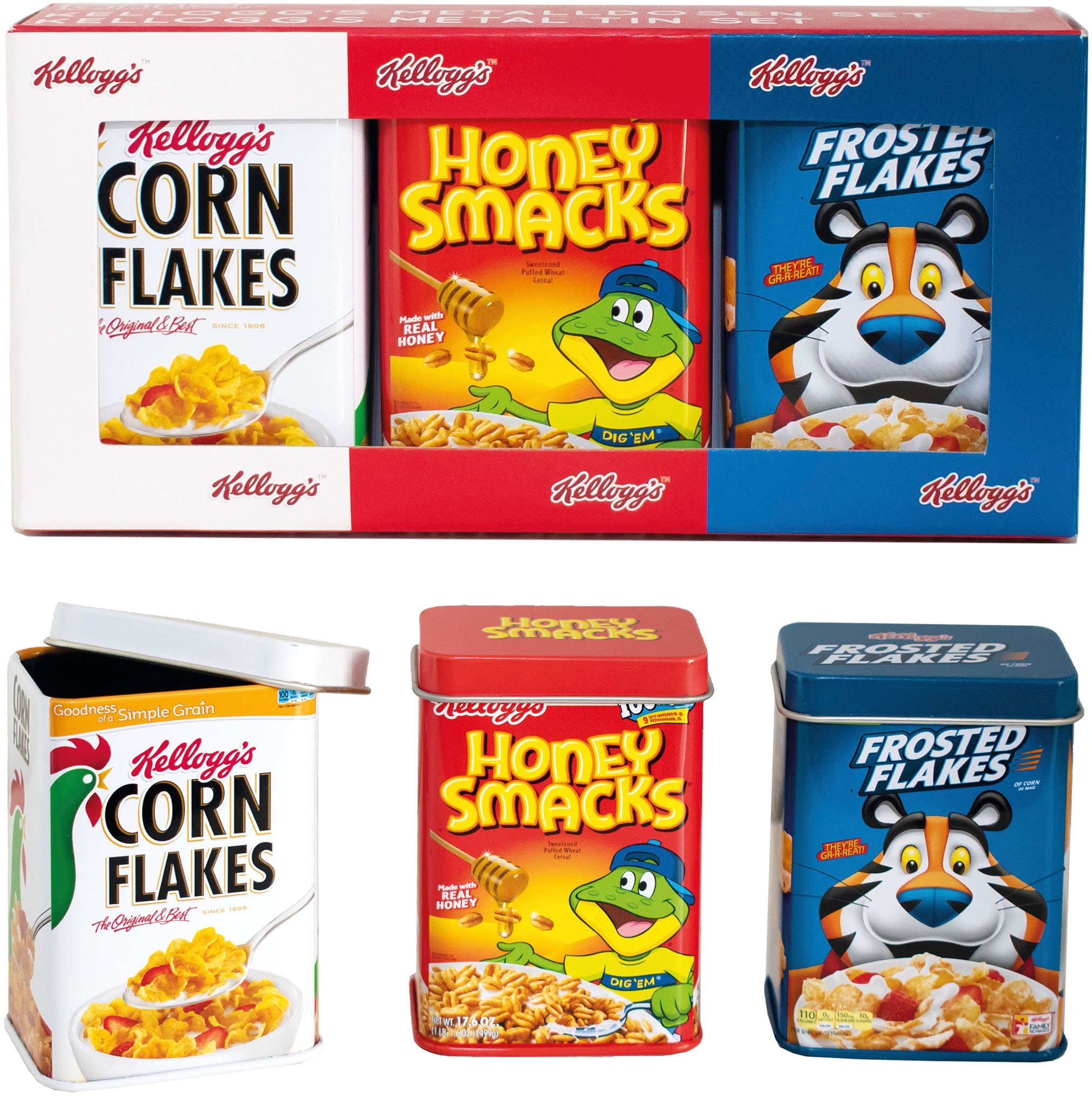 Kaufladensortiment Kelloggs Metalldosen-Set