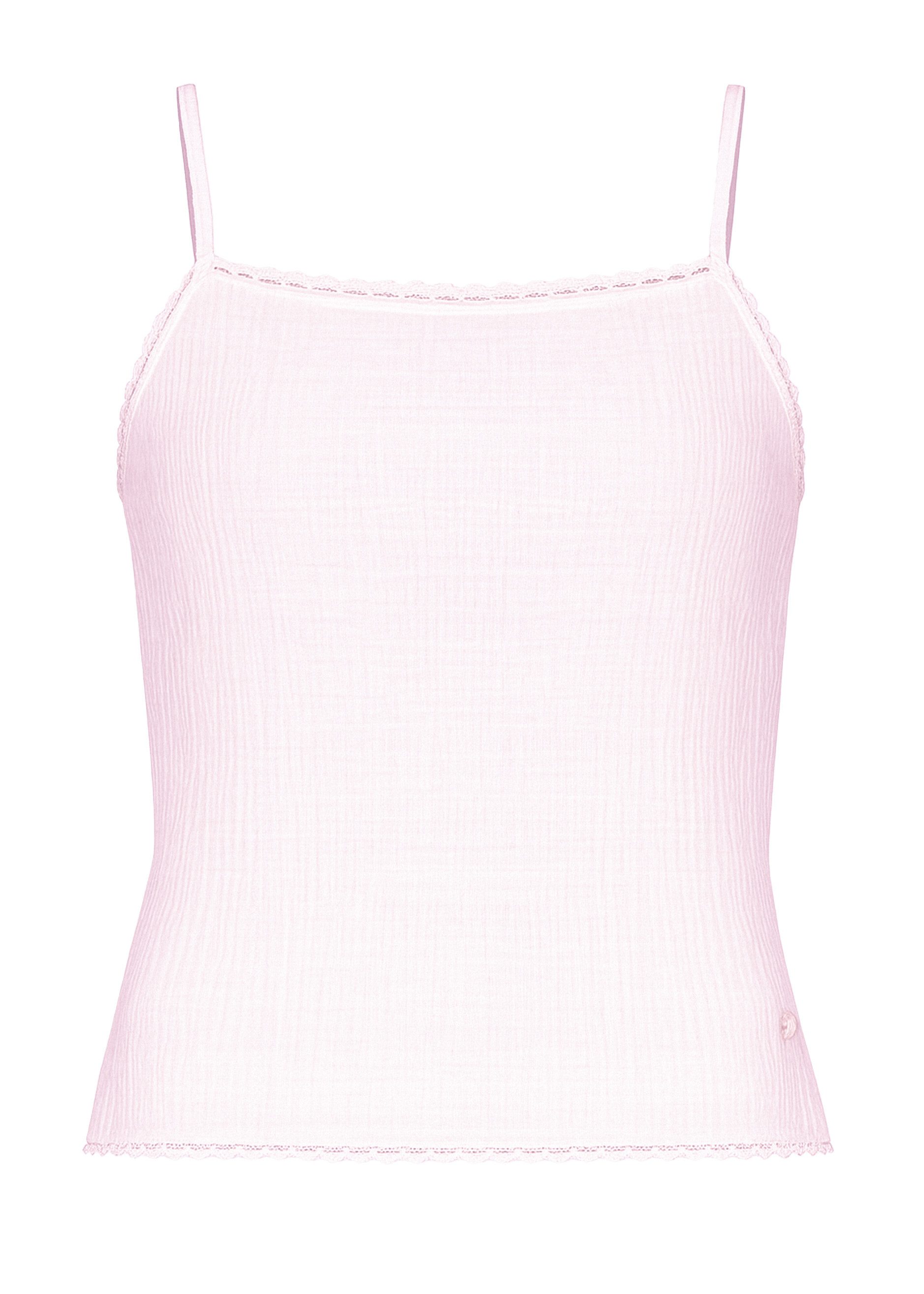 SASSYCLASSY T-Shirt Musselin Pyjamatop mit Spitzenborte für Damen Leichtes günstig online kaufen