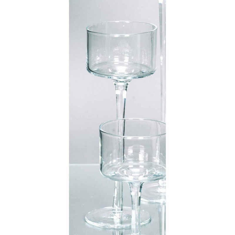 Rudolph Keramik Teelichthalter, Transparent H:25cm D:9cm Glas