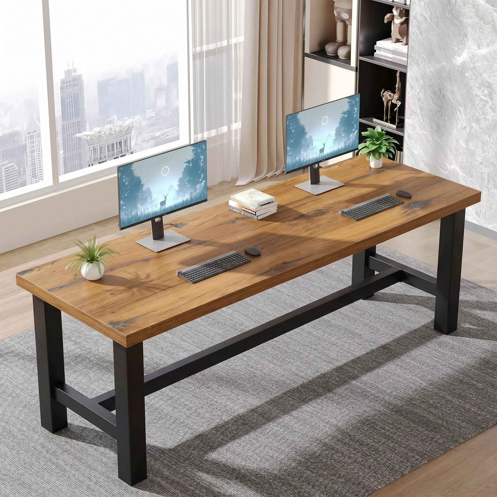 DUBI Möbel Schreibtisch THOR, Stabiler Schreibtisch für Home Office & Gaming - Industrial, 120/160cm