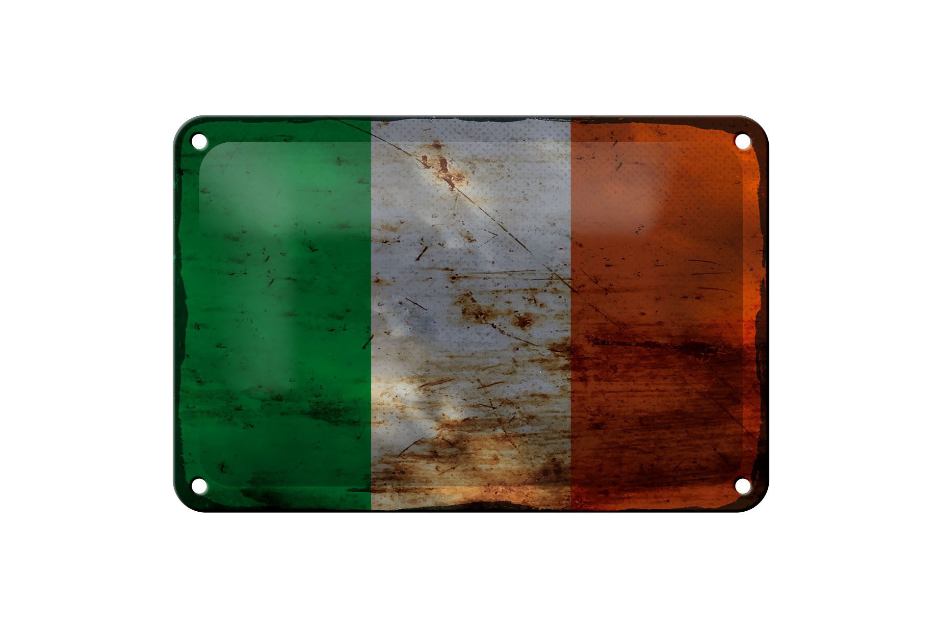 Femer GmbH Metallschild Flagge Irland 18x12cm Flag of Ireland Rost, (1 St), gewölbte Oberfläche, abgerundete Ecken, umgeschlagene Kanten