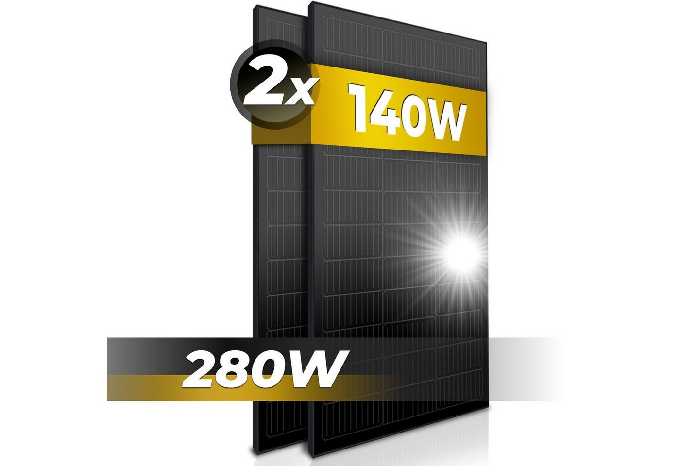 Thumbnail - SUNNIVA Solarmodul 280W oder 560W Solarpanele, Monokristallin, (FULL BLACK Schwarz (140W pro Panel Setwahl) IP68, PV-Mod...