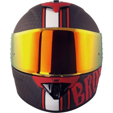 Broken Head Motorradhelm Broken Head Integralhelm BeProud Race Pro Carbon Rot Mit Rot Verspiegelten & Schwarzem Visier (Mit klarem, schwarzem und rot verspiegeltem Visier, Mit klarem, schwarzem und rot verspiegeltem Visier), Mit Spoiler