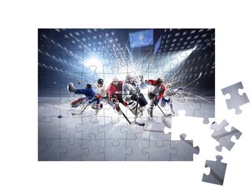 puzzleYOU Puzzle Collage aus Eishockeyspielern in Aktion, 48 Puzzleteile, puzzleYOU-Kollektionen Menschen, Eishockey