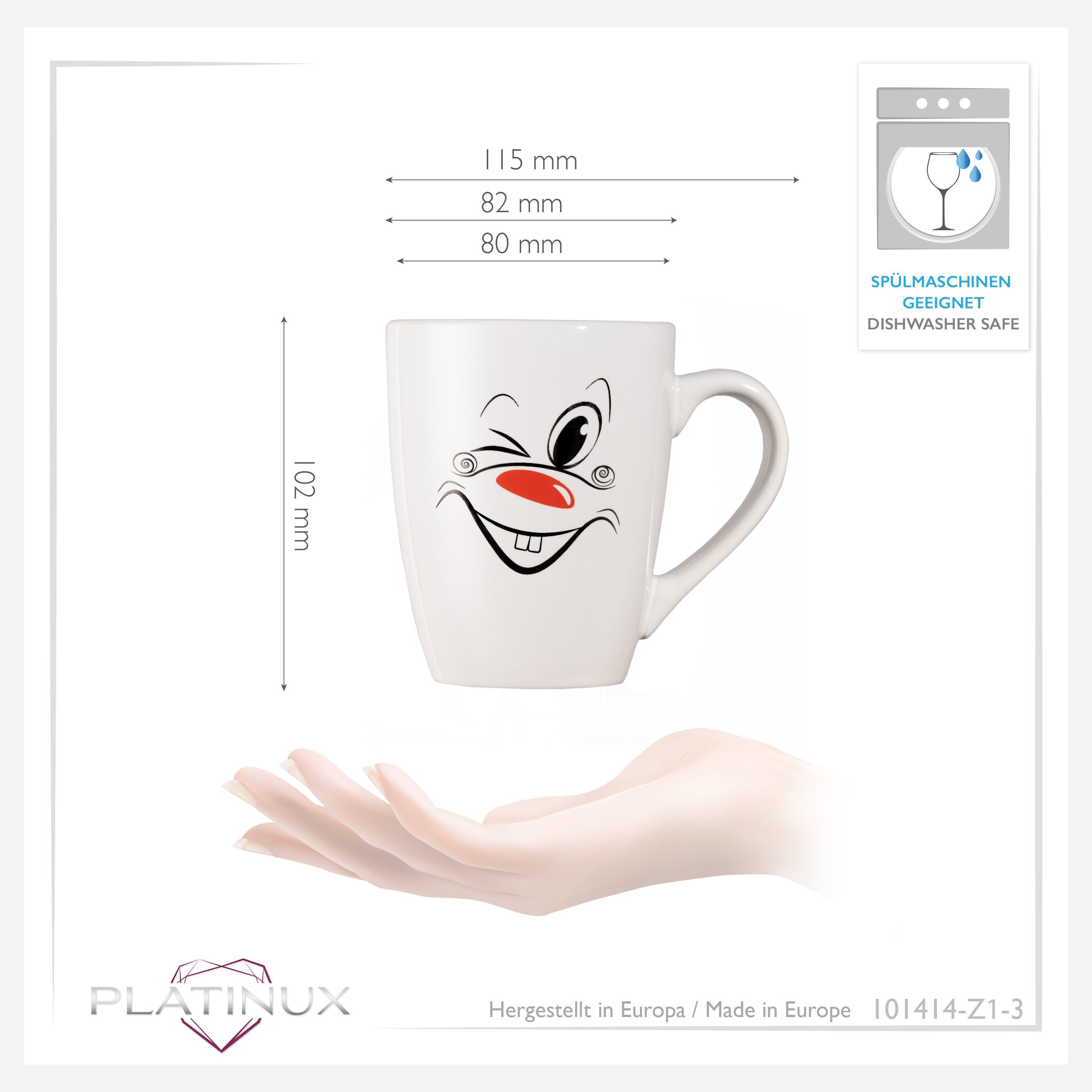 PLATINUX Tasse Kaffeetasse mit Kaffeebecher 250ml lachendem lustigem Keramik, Motiv Teetasse (max. Rot, Teebecher 300ml) Karneval