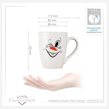 PLATINUX Tasse Kaffeetasse mit lustigem lachendem Motiv Rot, Keramik, 250ml (max. 300ml) Teetasse Kaffeebecher Teebecher Karneval