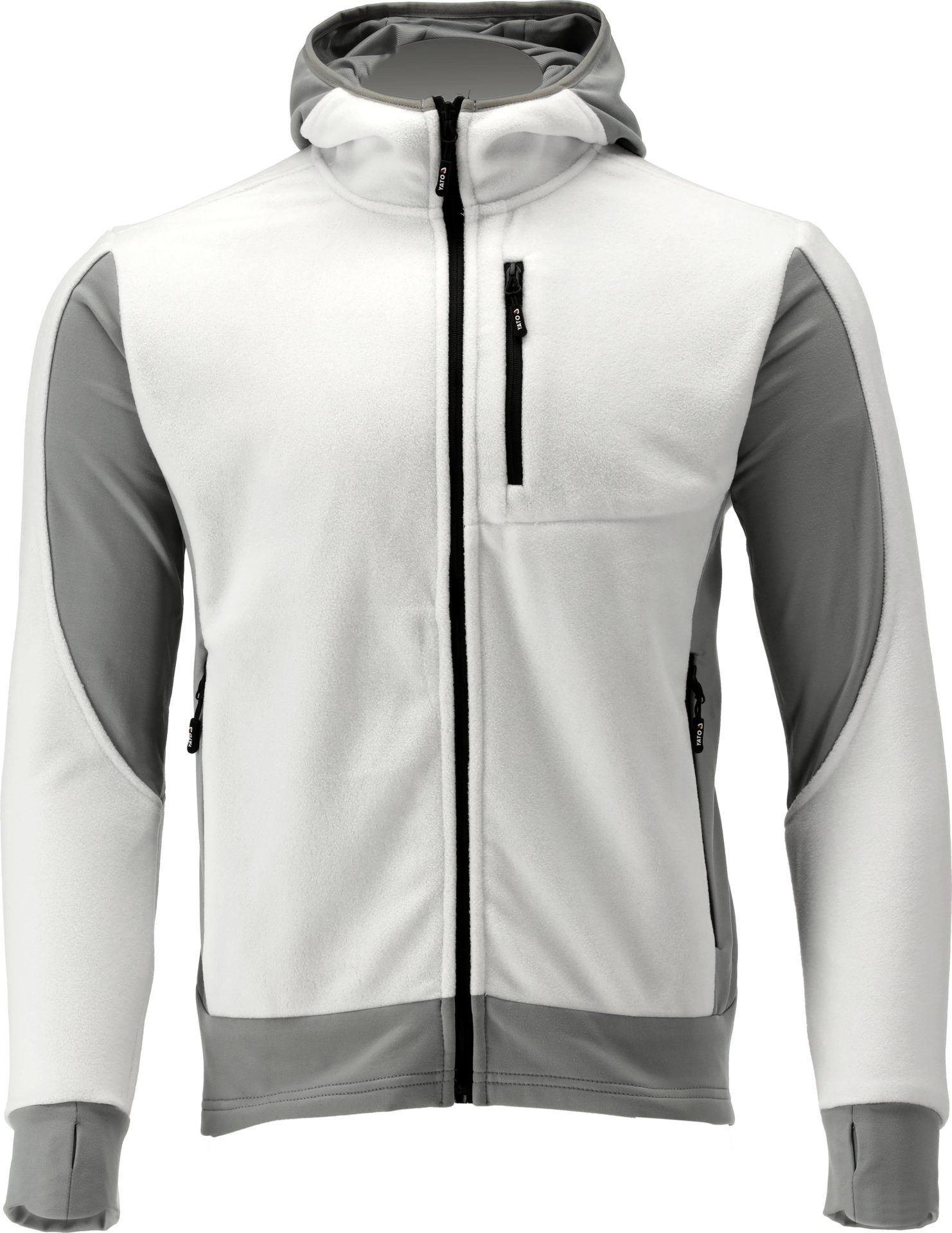 Kapuzenpullover Fleece Kapuzenpulli, Hoodie mit Reißverschluss SARNA weiß/grau Gr. XL