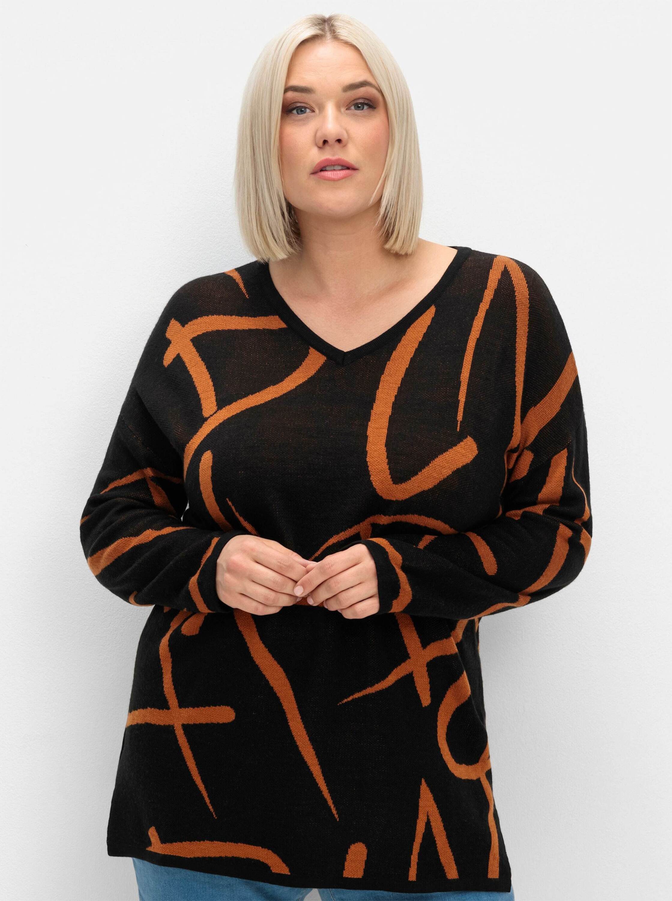 Strickpullover Longpullover Langarm Jacquard