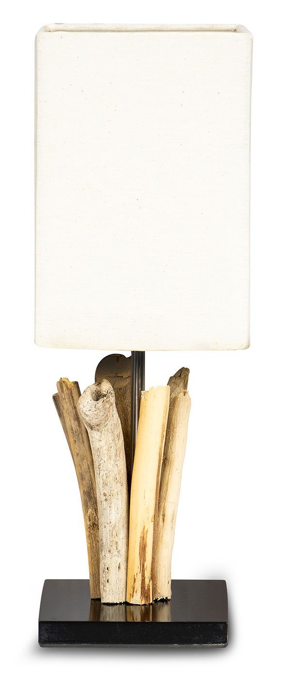 Levandeo® Nachttischlampe, Tischlampe Höhe 41cm Treibholz Tischleuchte Holz Lampe Teakholz Deko | Tischlampen
