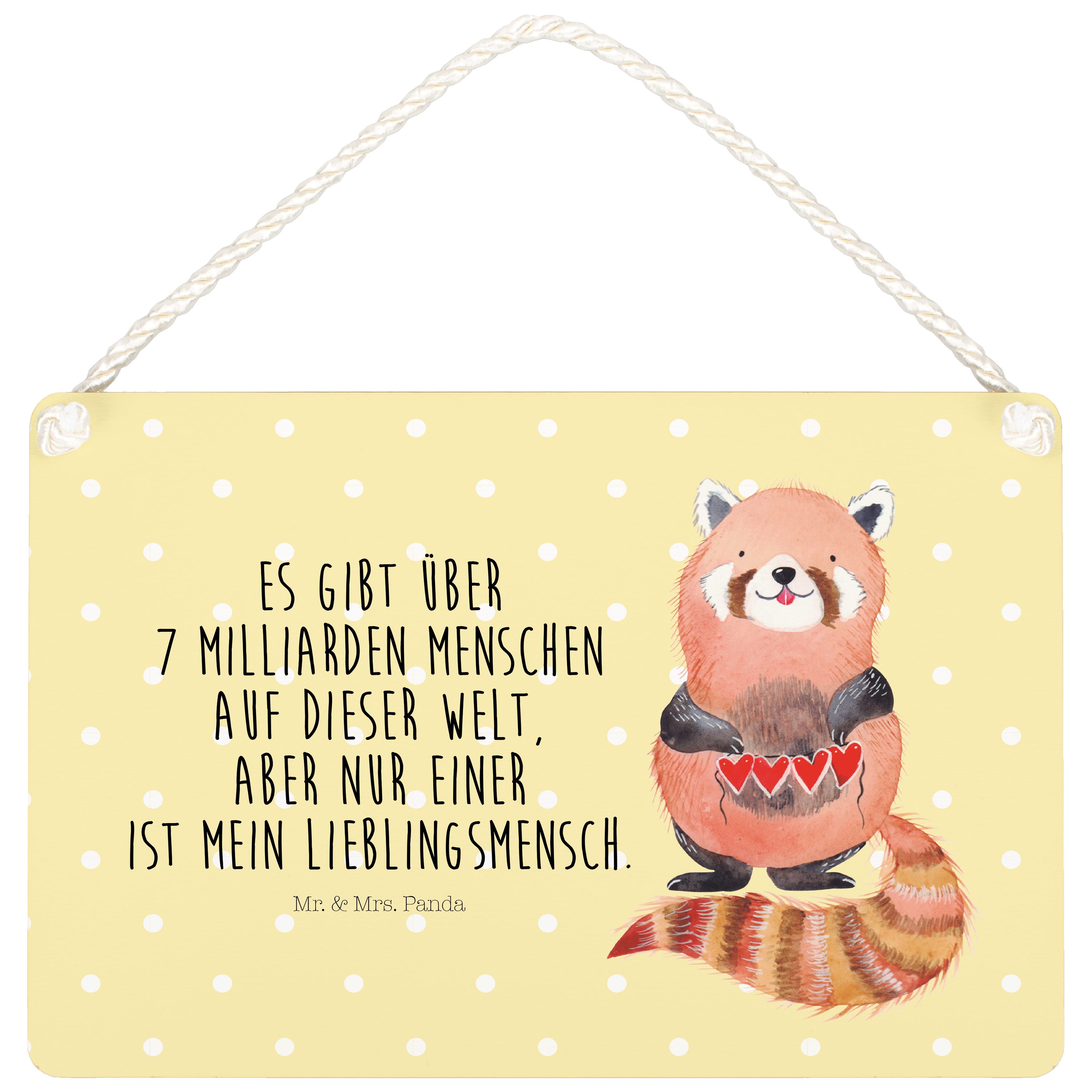 Mr. & Mrs. Panda Metallschild »Roter Panda Gelb Pastell süße