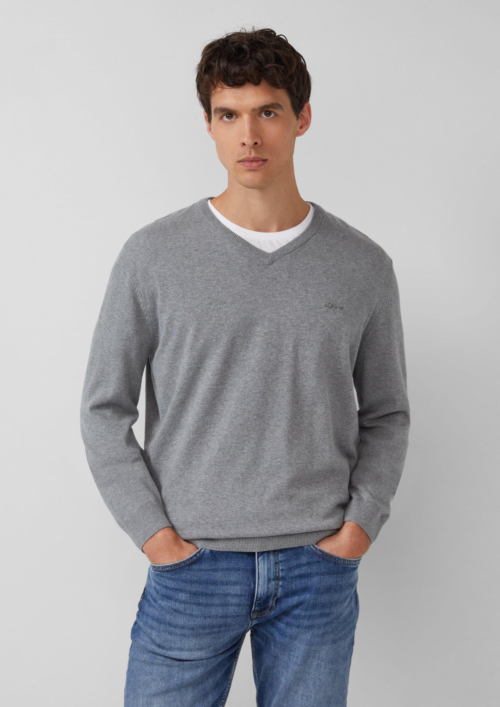 s.Oliver Longpullover Strickpullover Strickpullover mit Logo-Stickerei