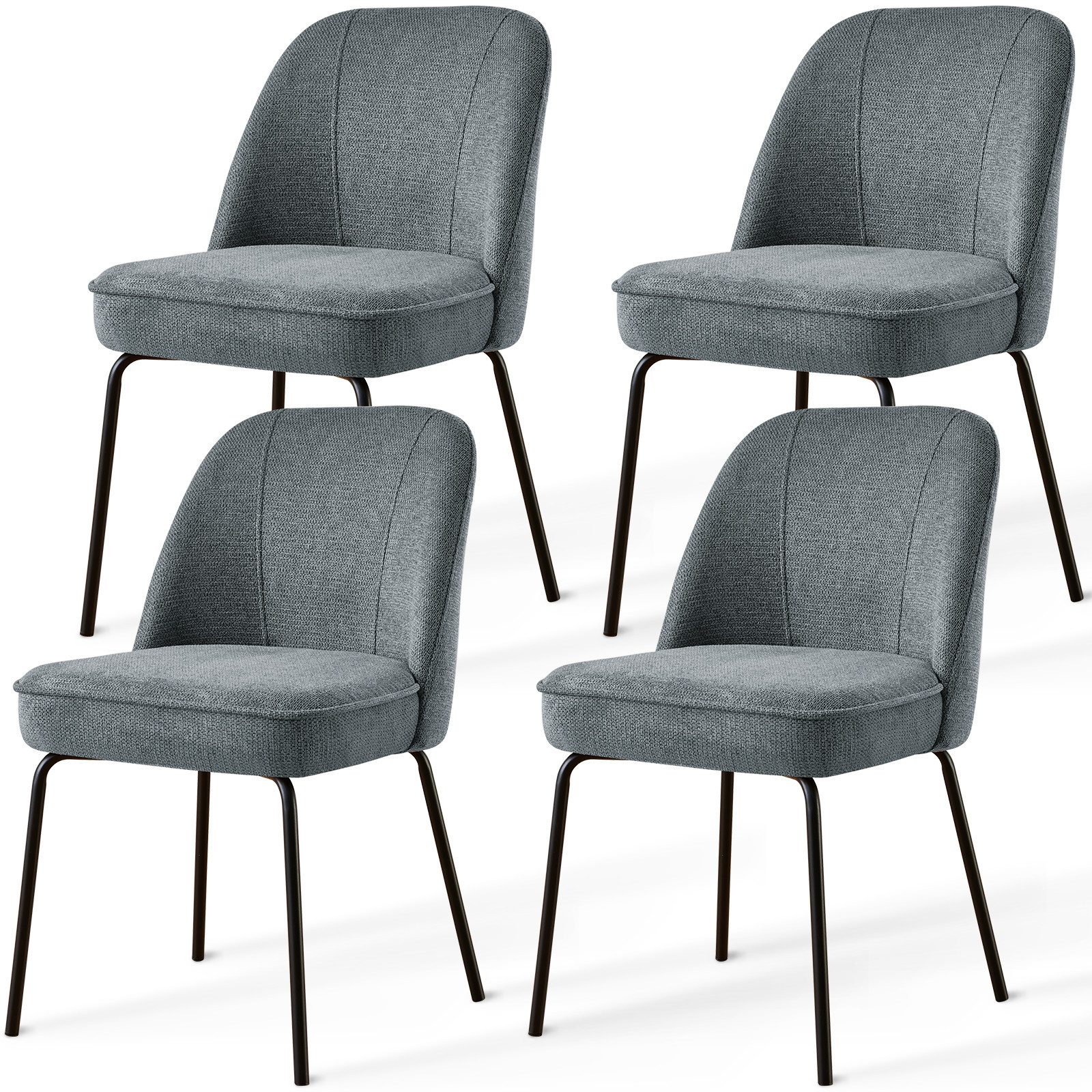 JYMTOM Esszimmerstuhl Samt-Stühle, atmungsaktiv, gepolstert mit Federkissen & Metallbeinen (4 St), 4 Stück– mit gebogener Rückenlehne für Küche, Esszimmer & Büro