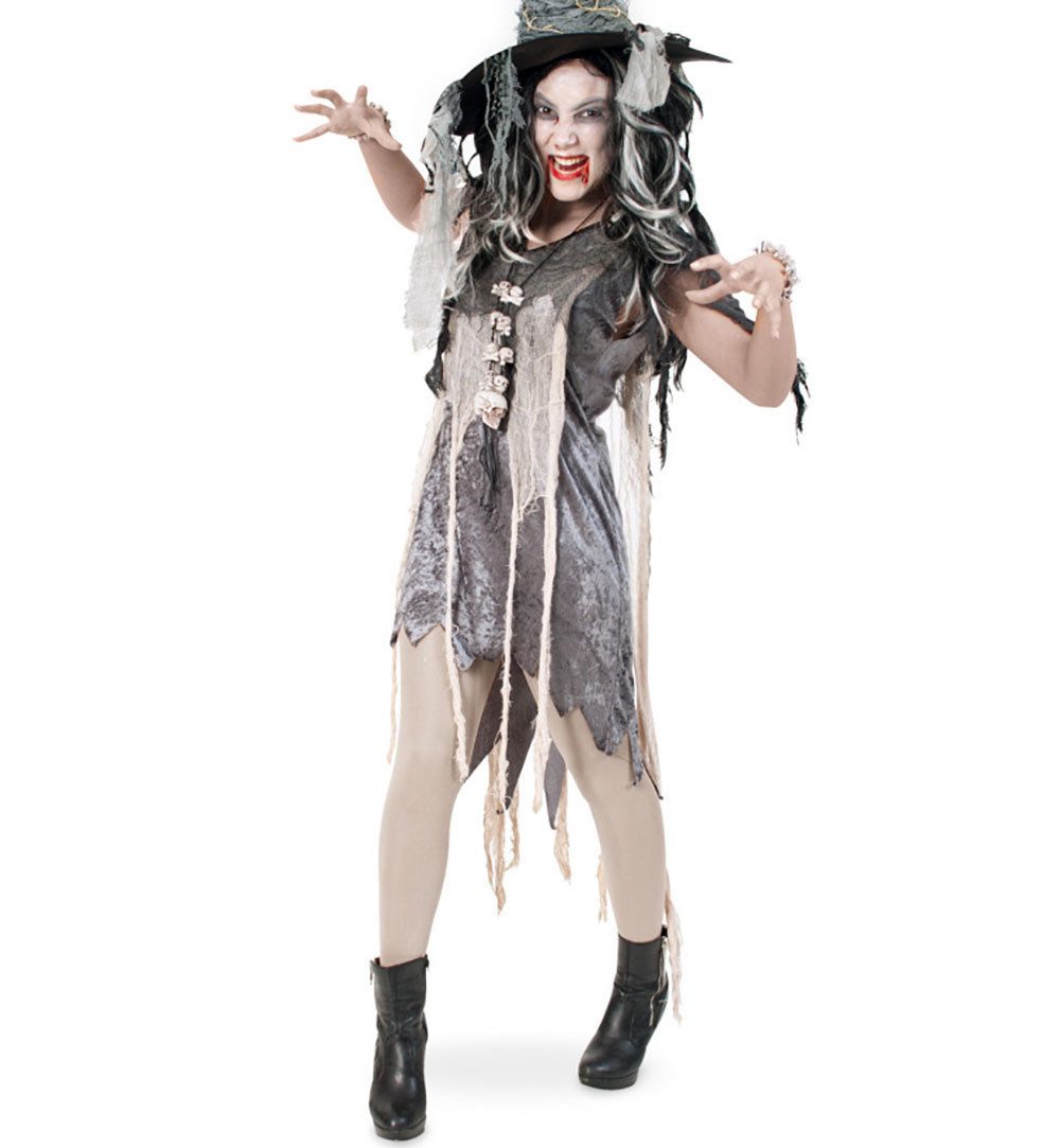 Fries Zombie-Kostüm Zombie Horror Hexen Kostüm Kleid Grau Karneval Fasching Cosplay