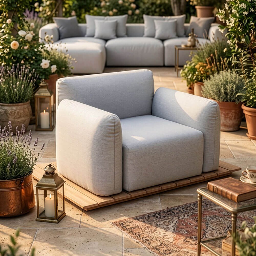 HOME DELUXE Gartensessel Outdoor Sessel ARANI, inkl. Aluminium-Unterbau & Feuchtigkeitsschutz, Sessel, Loungestuhl