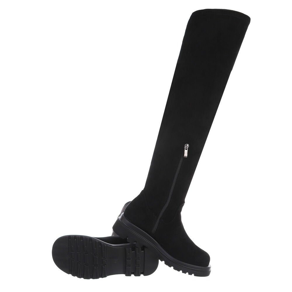 Ital-Design Damen Freizeit Overkneestiefel Blockabsatz Overknees günstig online kaufen