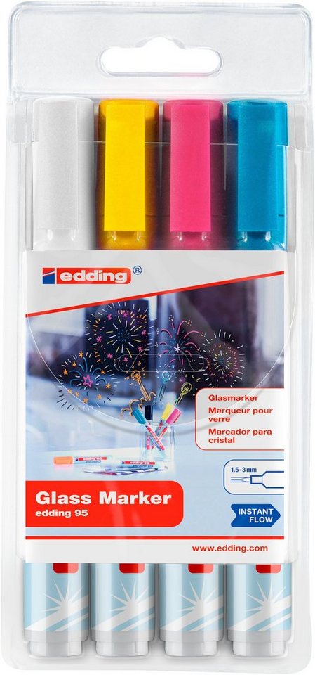Thumbnail - edding Lackmarker Glass Marker-Set 95, Geruchsneutral Wasserbasiert Lichtecht