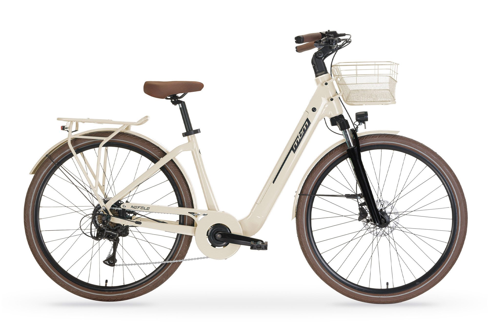 MBM E-Bike, 7 Gang 7-Gang Shimano Acera Schaltwerk, 7-Gang Shimano Acera Schaltwerk, Bürstenloser, wartungsfreierEtrotek Heckmotor 45Nm, 540 Wh, Elektro-Citybike NEFELE 28 Zoll
