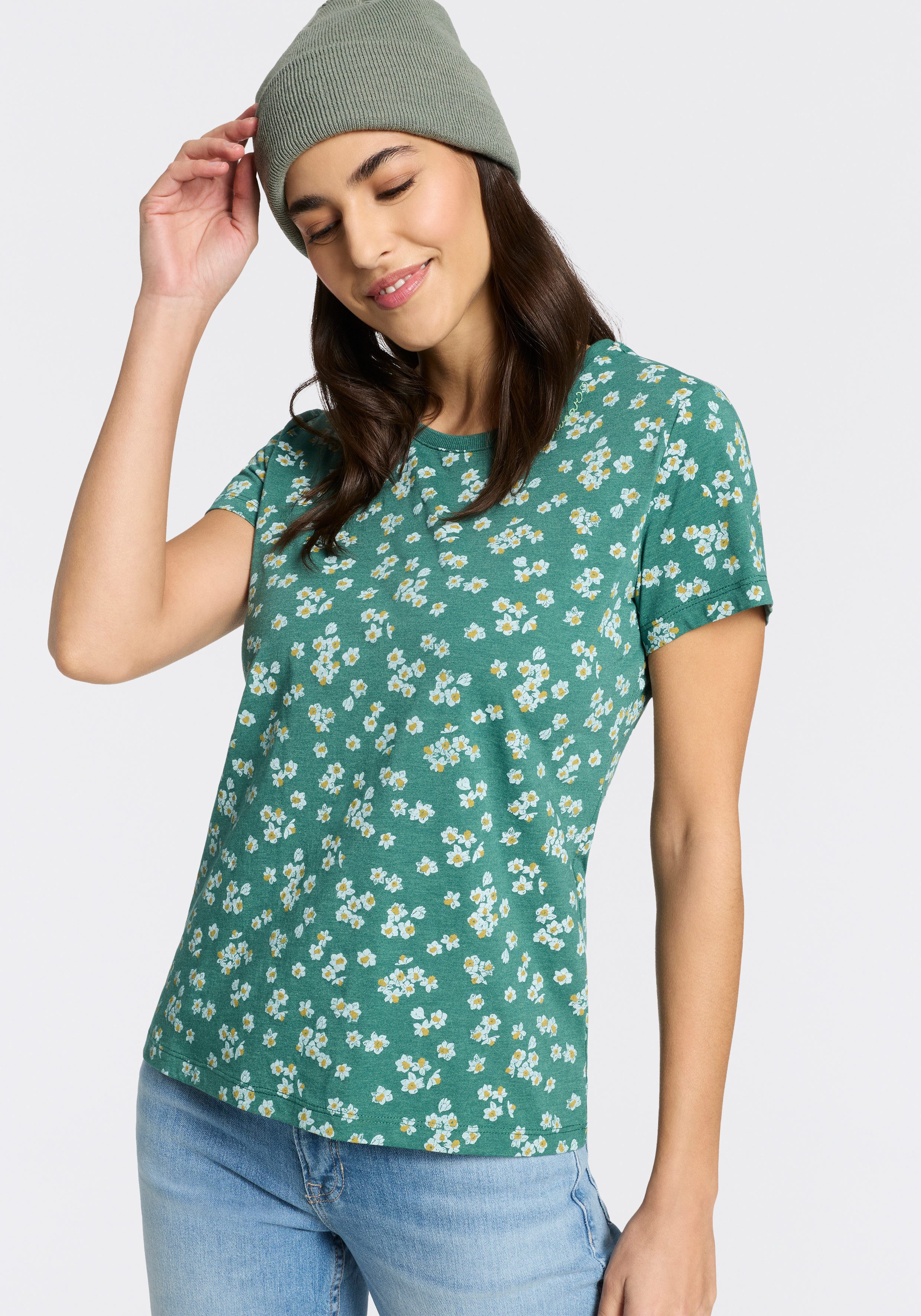 Ragwear Kurzarmshirt MINTTA FLOWER O mit sommerlichem Print