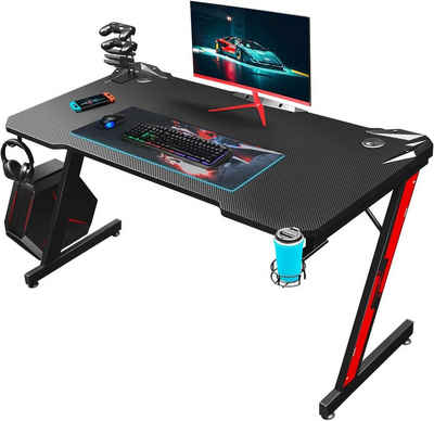 HOMALL Gamingtisch Gaming Tisch 110 x 60 cm, Z-Frame Gaming Schreibtisch