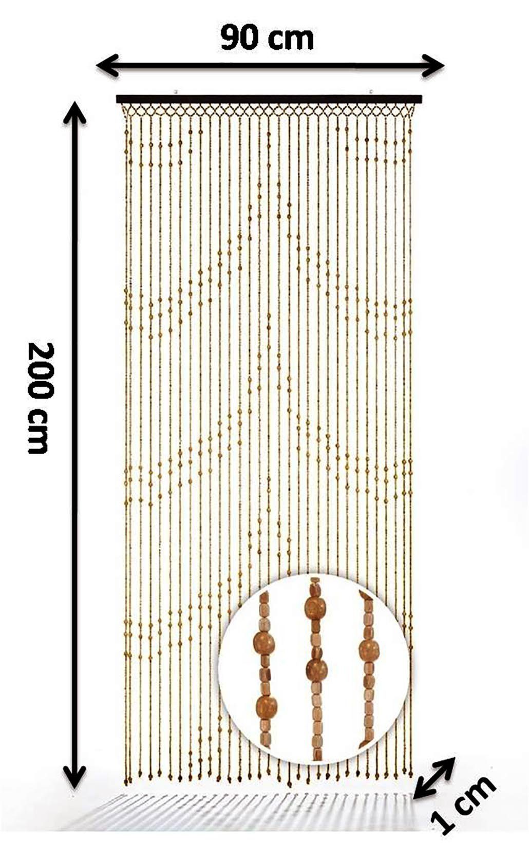 Kobolo Türvorhang Holzperlenvorhang Samara 90x200 cm, Türgardine Balkontür Insektenschu (1 St), Ösen, transparent – Bild 5 von 5