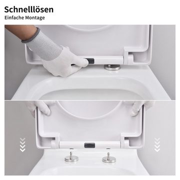 HOMELODY WC-Sitz Toilettendeckel WC Sitz D Form Klodeckel mit Quick-Release-Funktion, und Softclose Absenkautomatik Klodeckel abnehmbar Toilettensitz