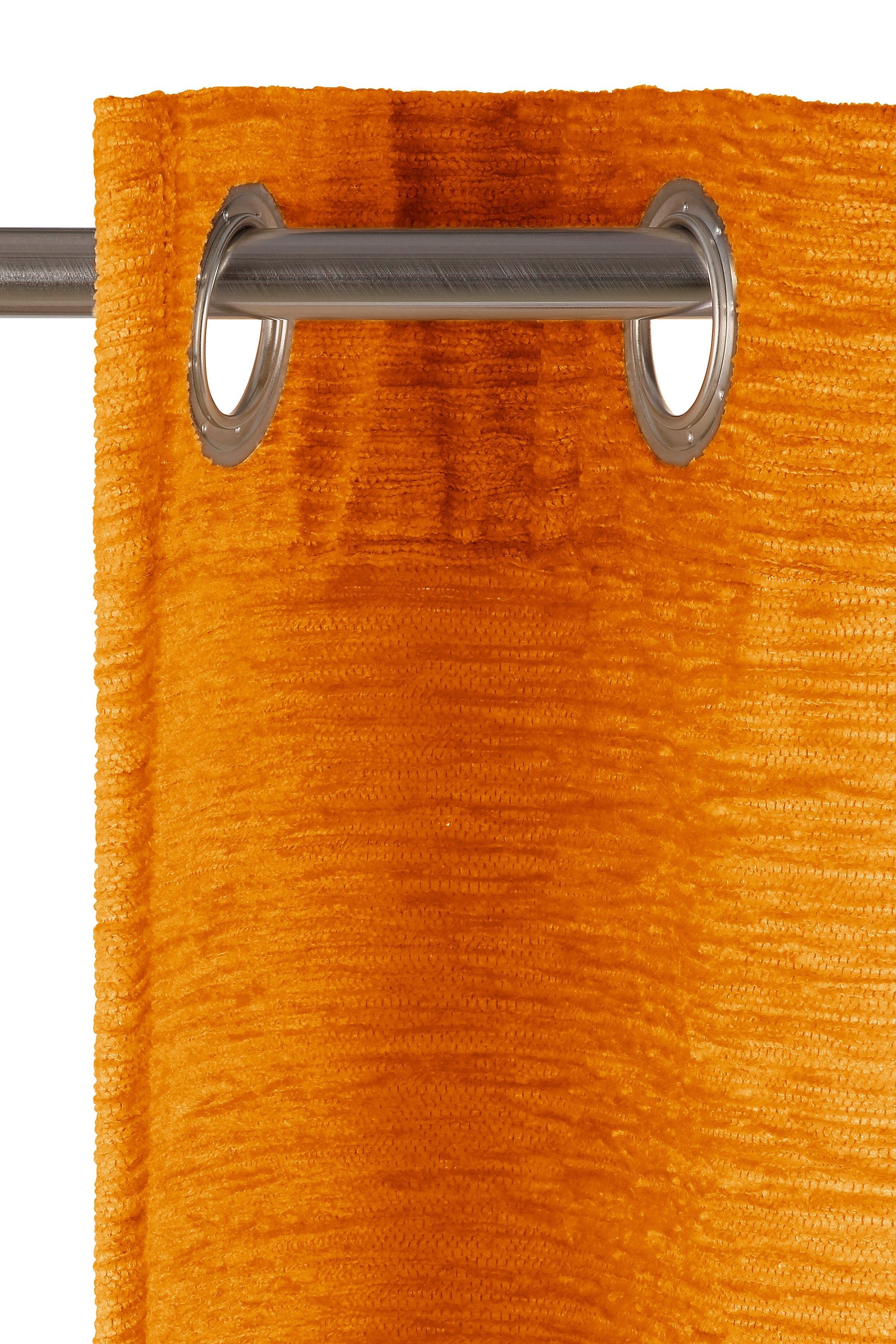 Chenille (1 B-Holmsund, blutorange St), blickdicht, Vorhang Ösen Wirth,