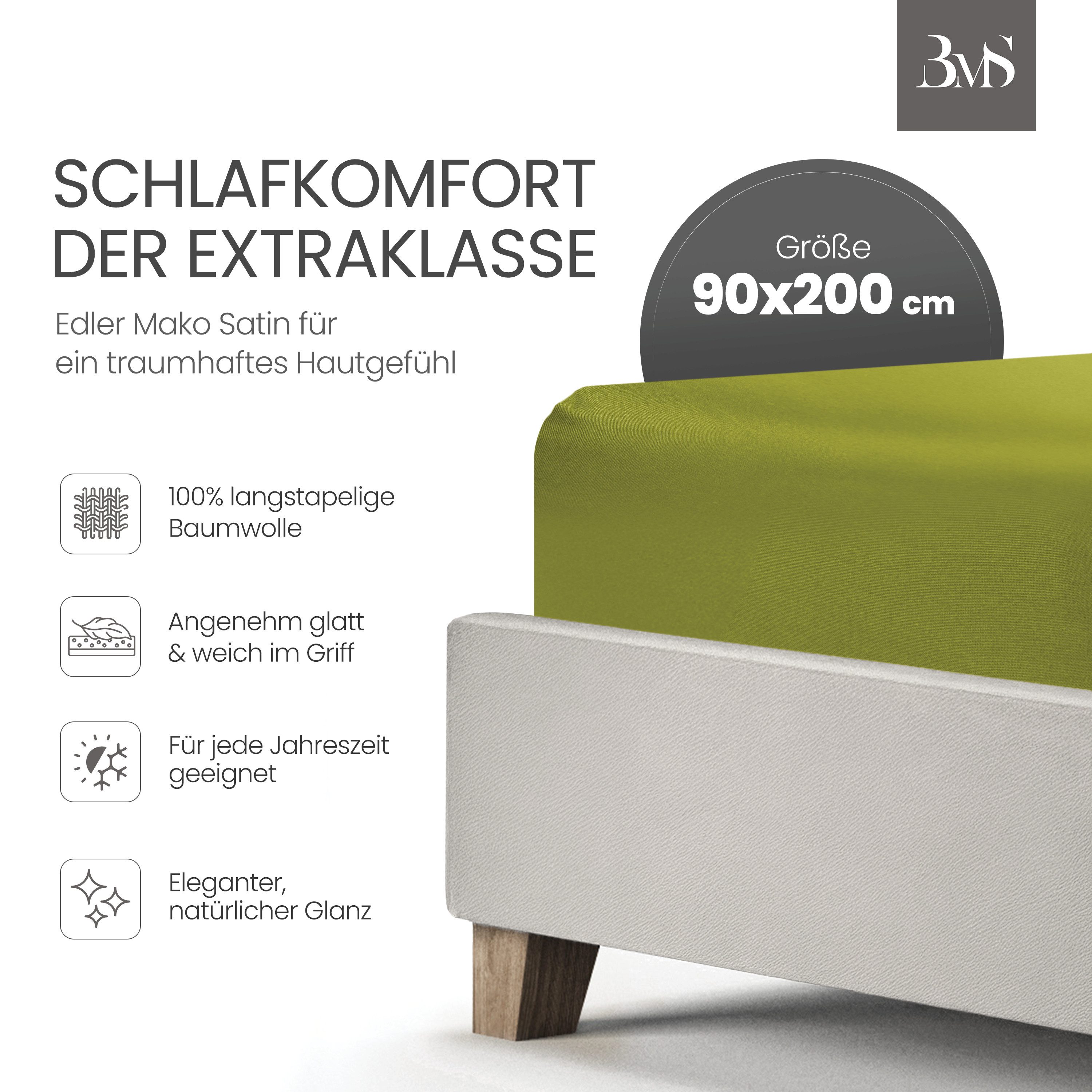 BETTWAESCHE-MIT-STIL Spannbettlaken Mako Satin Spannbettlaken, Matratzenhöh günstig online kaufen