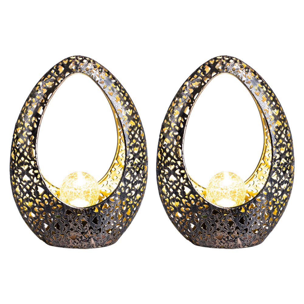 GLOBO LIGHTING LED Solarleuchte, LED-Leuchtmittel fest verbaut, Warmweiß, 2er Set LED Solar Außen Dekoleuchte orientalisch Gartenlampe Deko