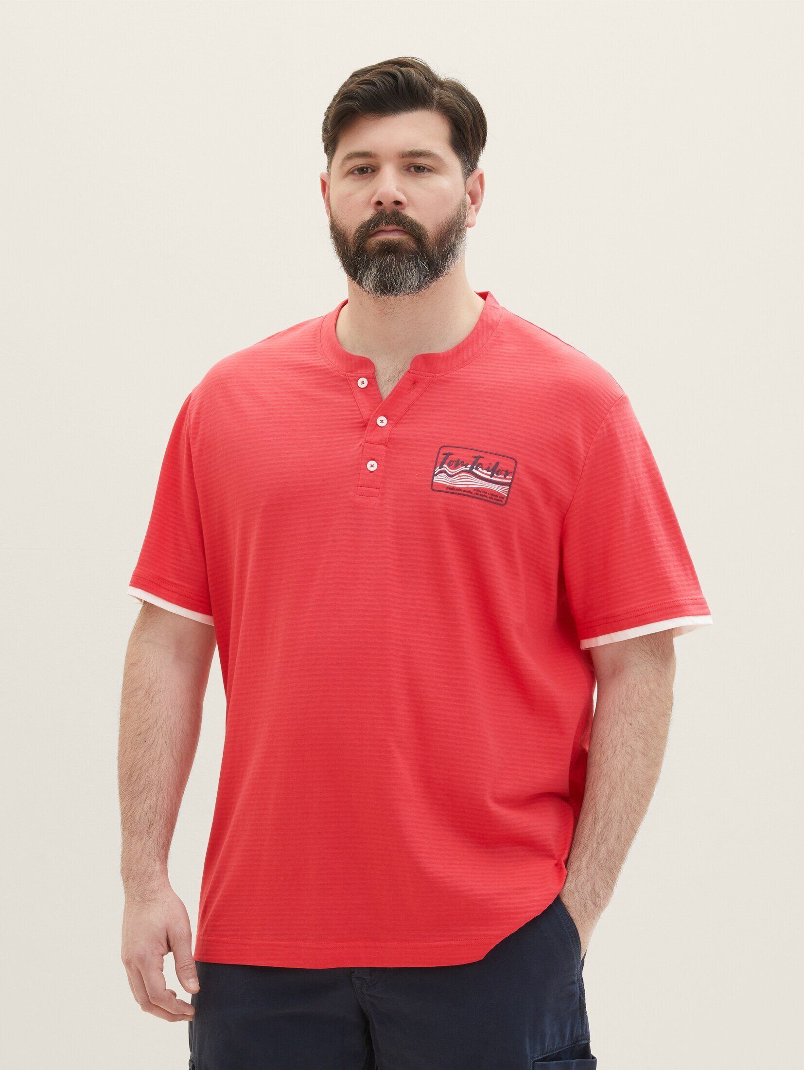 red TAILOR T-Shirt PLUS Plus TOM Gestreiftes berry T-Shirt soft -