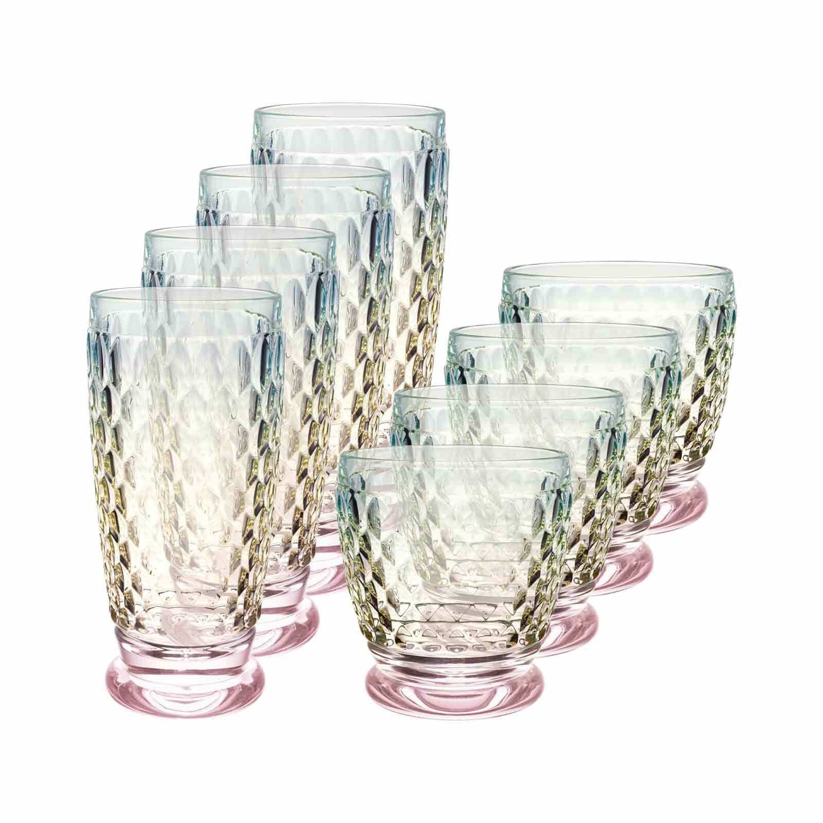 Villeroy & Boch Gläser-Set Boston Pearl Longdrink- und Wasserglas-Set 8er Set, 8-tlg., Glas