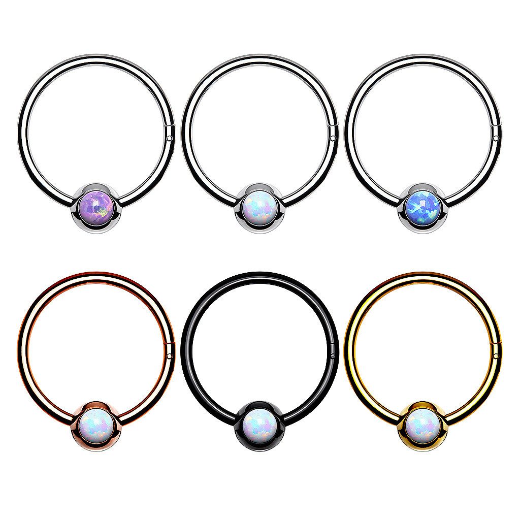 Taffstyle Nasenpiercing Septum Piercing Ring Scharnier Opal Kugel Gold-Weiß günstig online kaufen
