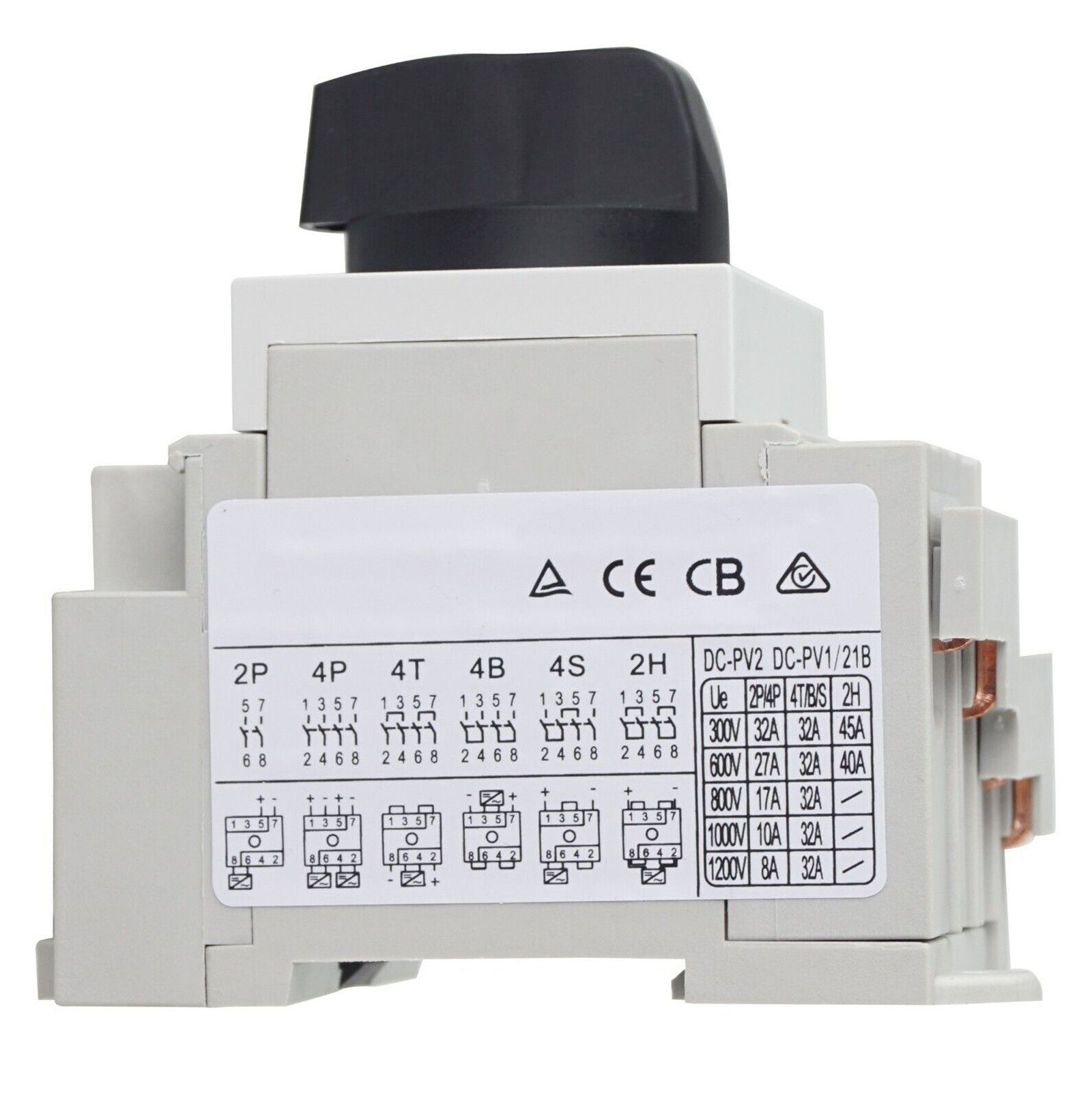 APV Schalter, DC Trennschalter Leistungsschalter 1200V PV IP20 4-polig Ausschalter 32A Solar