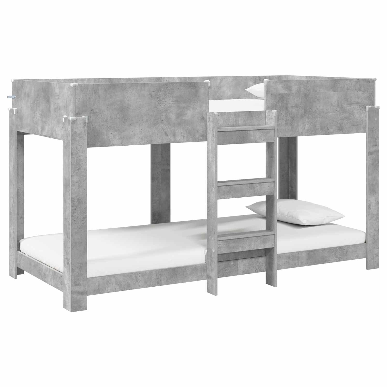 vidaXL Bett Etagenbett für Kinder Betongrau 80 x 200 cm Holzwerkstoff (1-tlg)