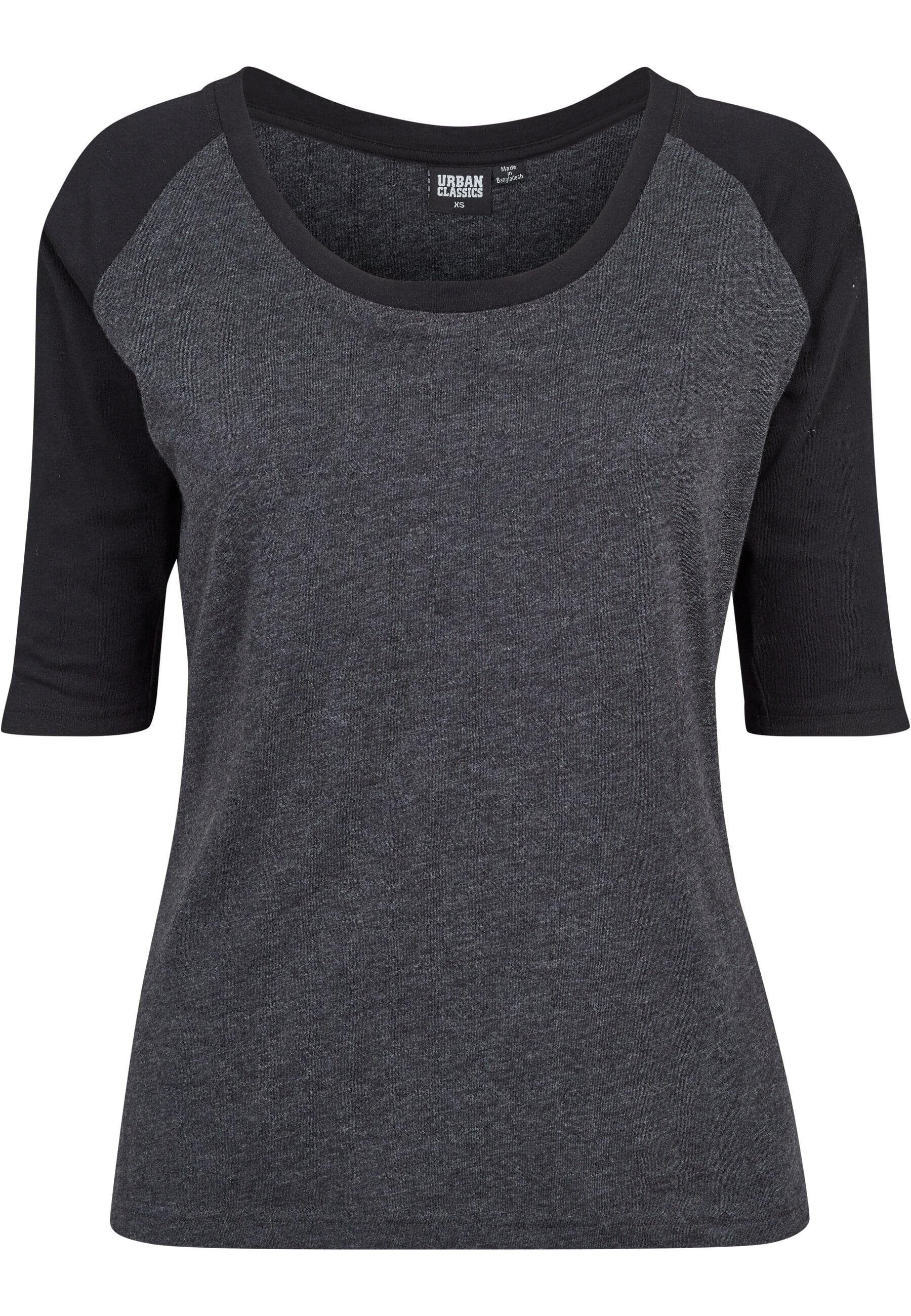 Damen Ladies URBAN CLASSICS 3/4 Tee Contrast (1-tlg) charcoal/black Raglan Kurzarmshirt