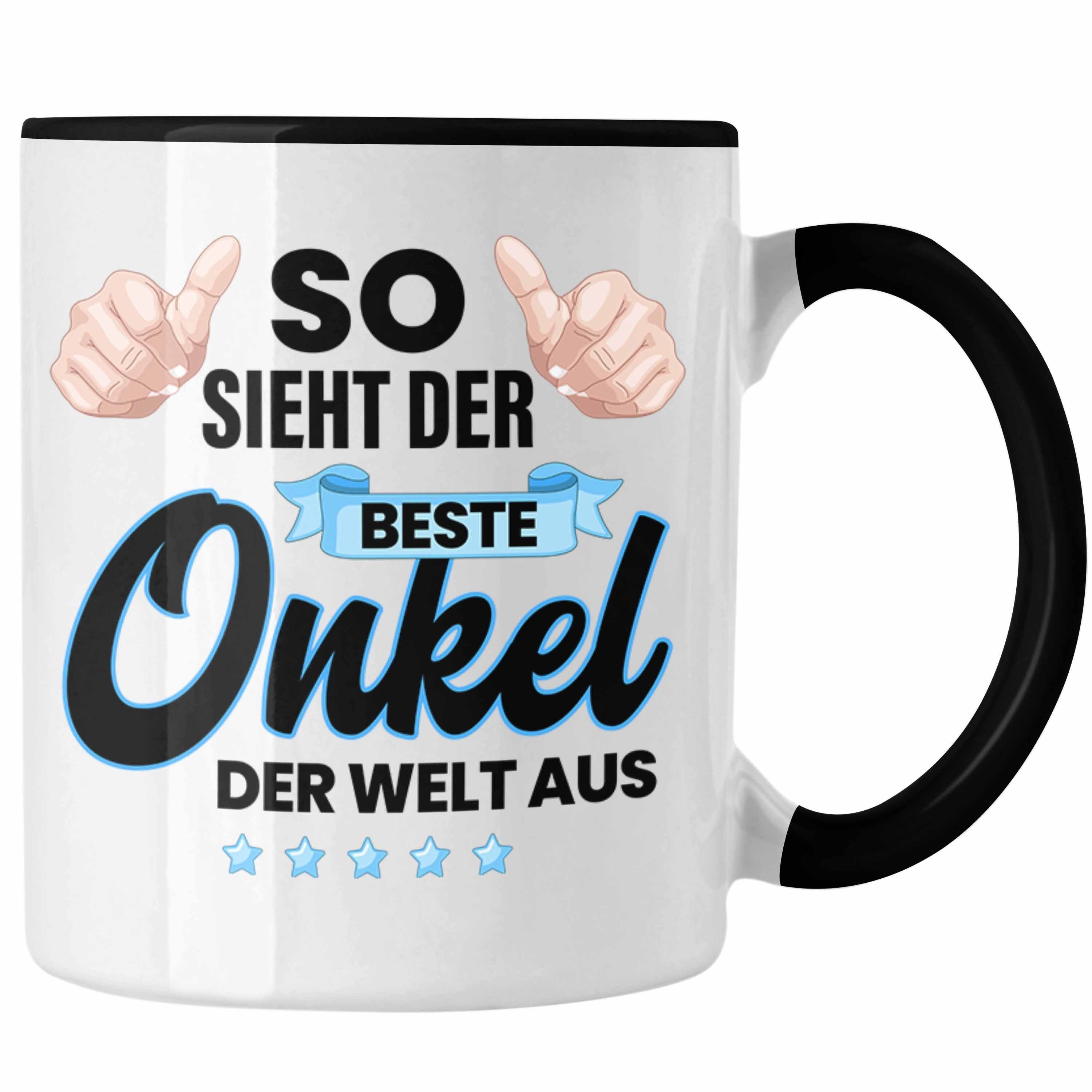 Trendation Tasse Trendation - Bester Onkel Geschenk von Nichte Neffe Lustige Tasse Spruch Geschenke für Onkel Nichten Geschenkidee Lustig Schwarz